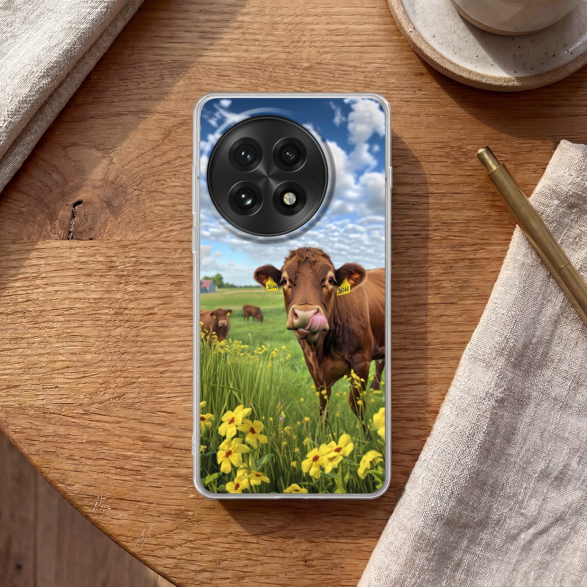 MuchoWow Handyhülle für OnePlus 13 Kuh - Wiese - Blumen, Phone Case, Silikon, Schutzhülle Dünn