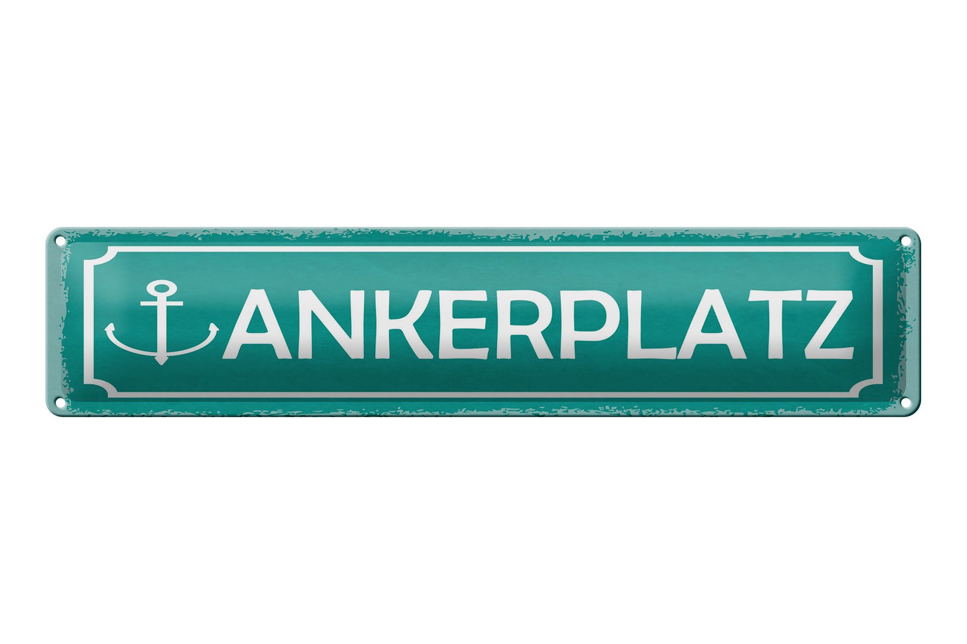 Femer GmbH Metallschild Hinweis 46x10 cm Ankerplatz Anker, (1 St), gewölbte Oberfläche, abgerundete Ecken, umgeschlagene Kanten