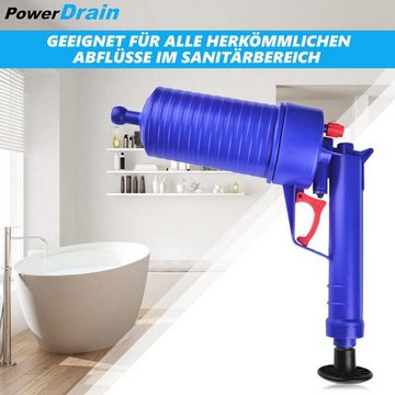 MAVURA Rohrreinigungspumpe PowerDrain Pressluft Rohrreiniger Rohrreinigungspistole Druckluft, Verstopfungsentferner Verstopfungspumpe Abflussreiniger