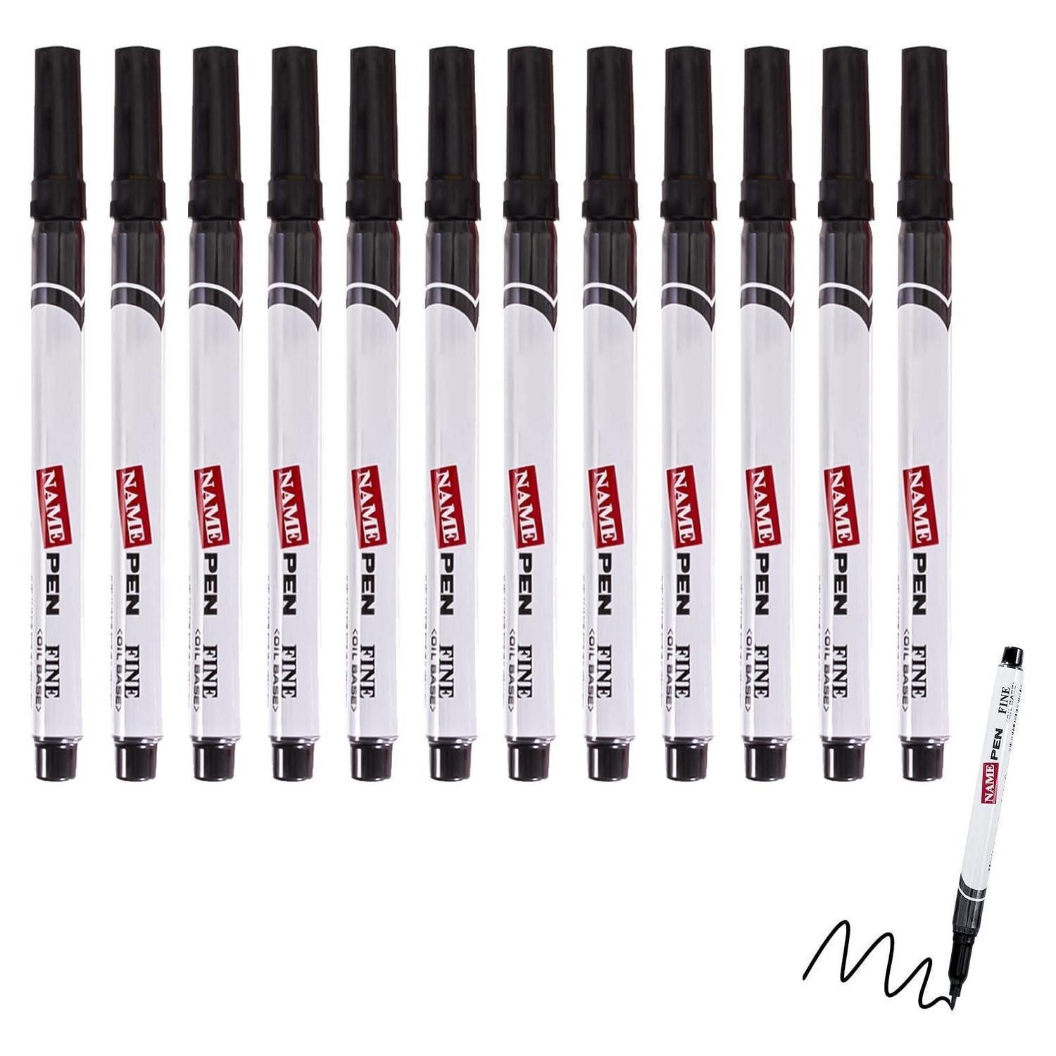 LuxusKollektion Permanentmarker Permanent Marker Fein Schwarz 12er Set