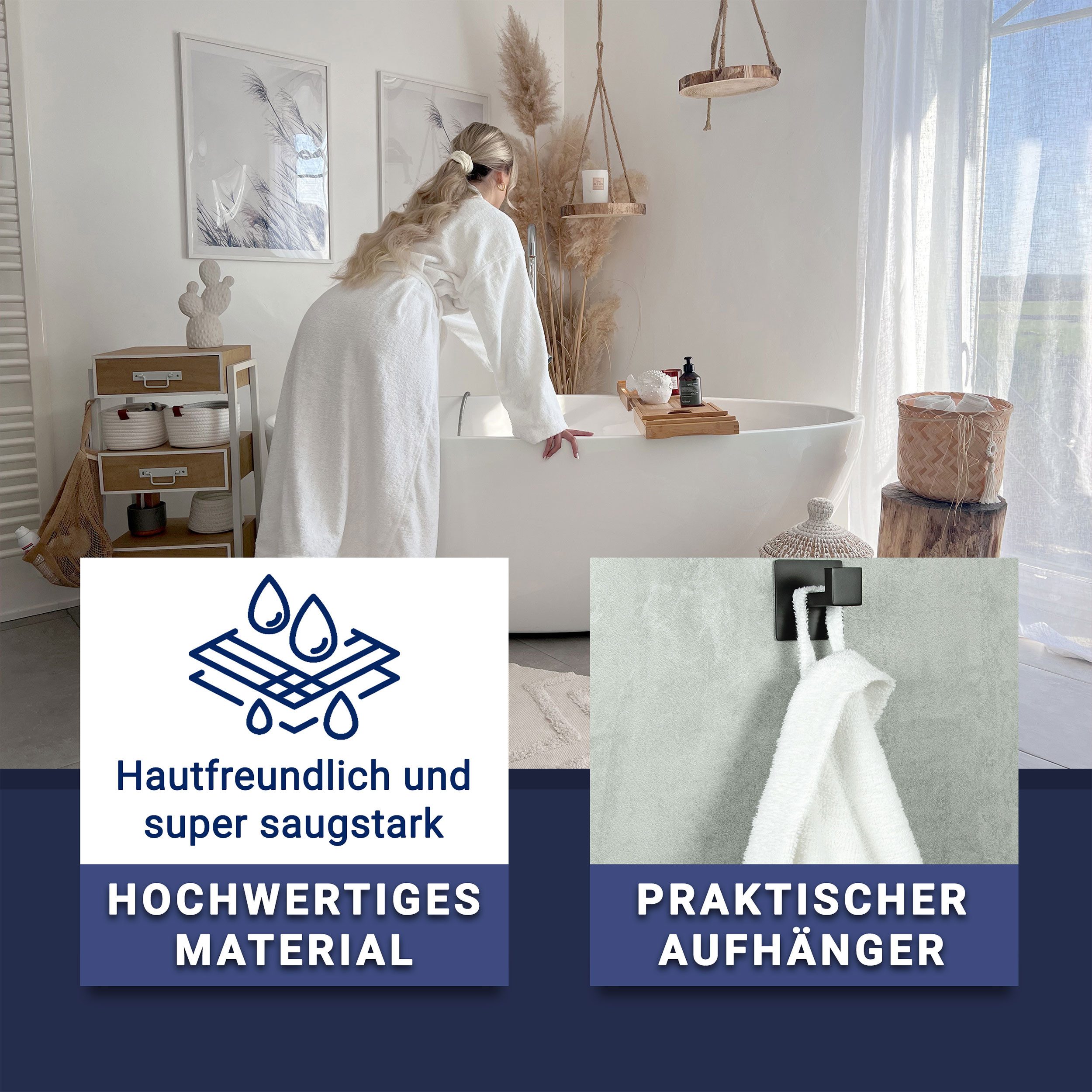 ZOLLNER Unisex-Bademantel, 100% Baumwolle, Kimono-Kragen, Gürtel, 100% Baum günstig online kaufen