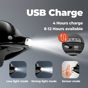 Mustbau Schutzhelm, ABS Bauhelm Arbeitshelm USB-Licht,53-62cm Einstellbar EN397