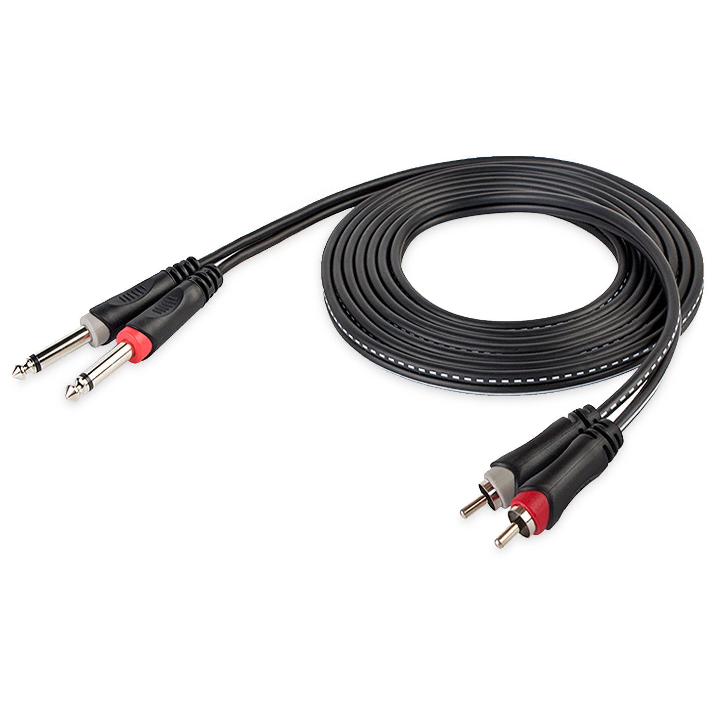 keepdrum Adapter-Kabel ac017b 2x RCA Cinch zu 2x 6,35mm TS-Klinke 2m Audio-Kabel