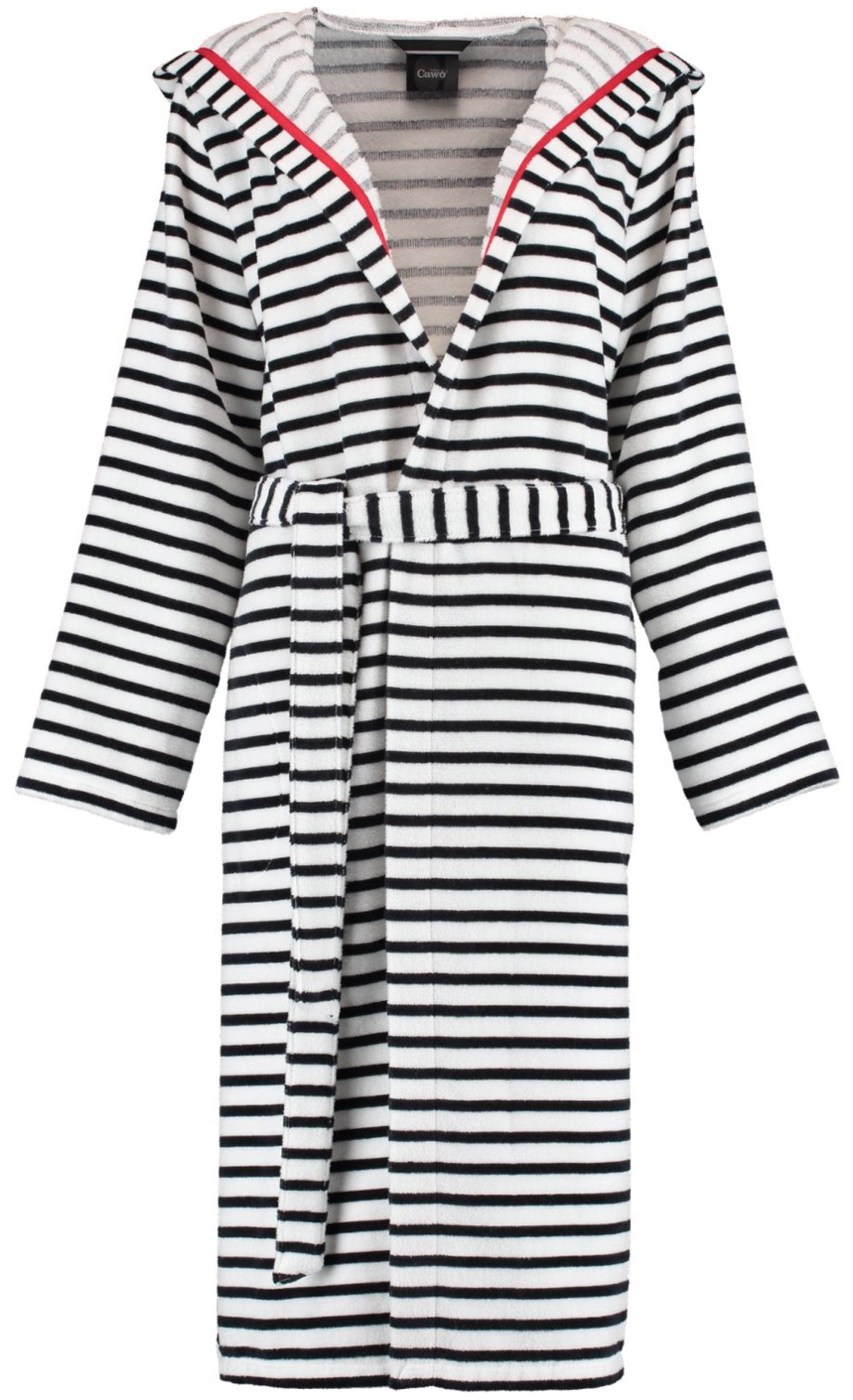 Cawö - Damen Bademantel Kapuze 1243 - Farbe: schwarz-weiß - 96 - XL günstig online kaufen
