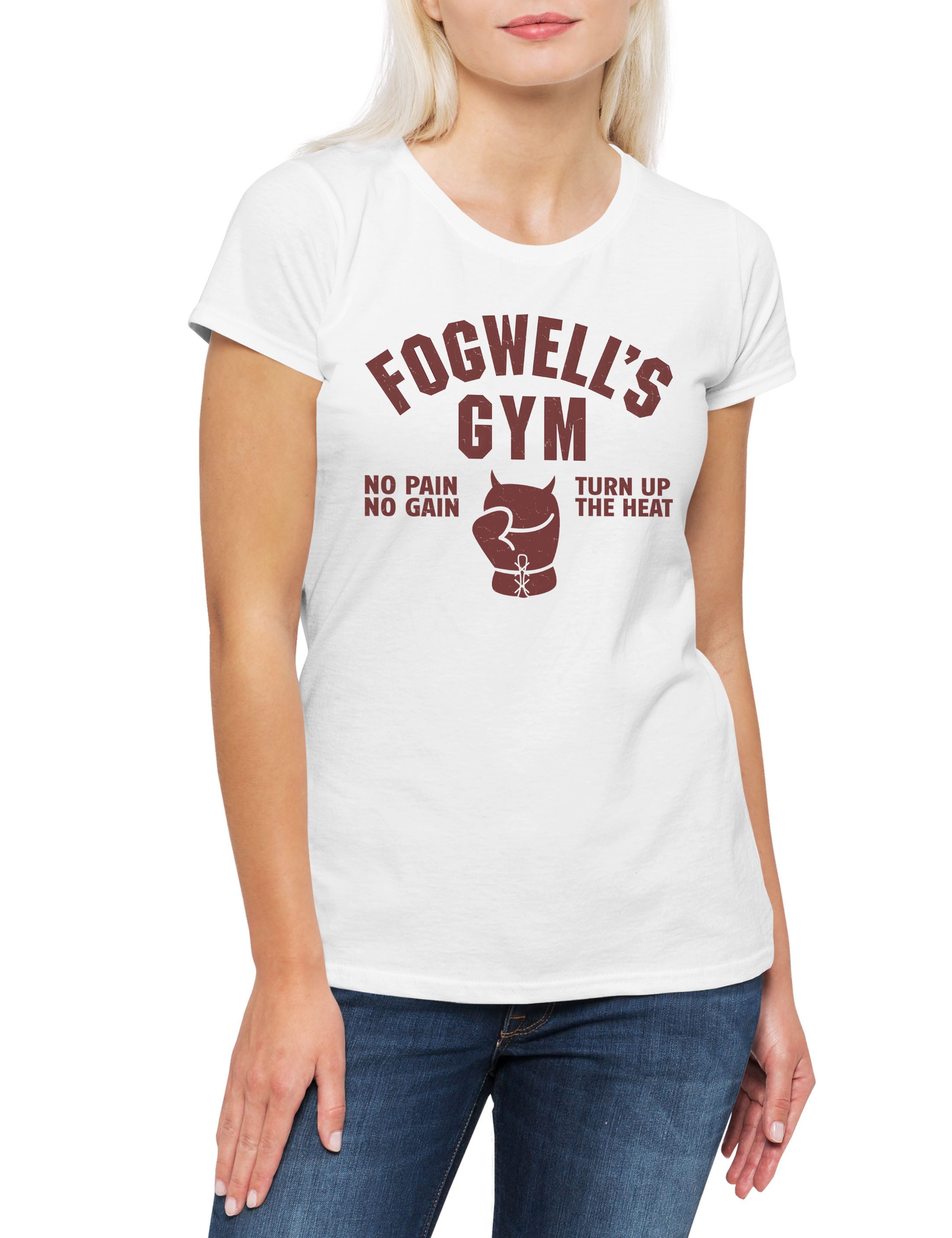 Print-Shirt Fogwell's Gym Damen T-Shirt Murdock Symbol DD Company Hells Logo