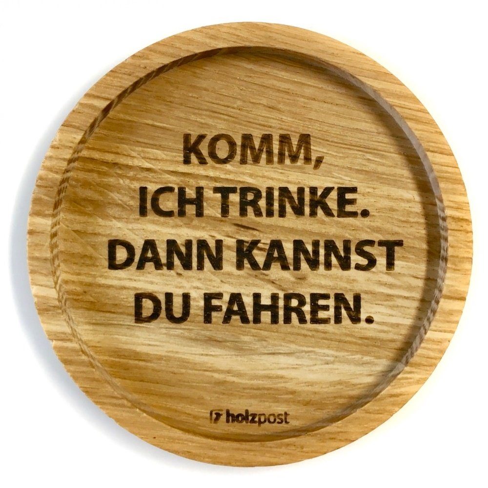 holzpost GmbH Getränkeuntersetzer Holzuntersetzer "Fahren", Untersetzer aus massiver Eiche