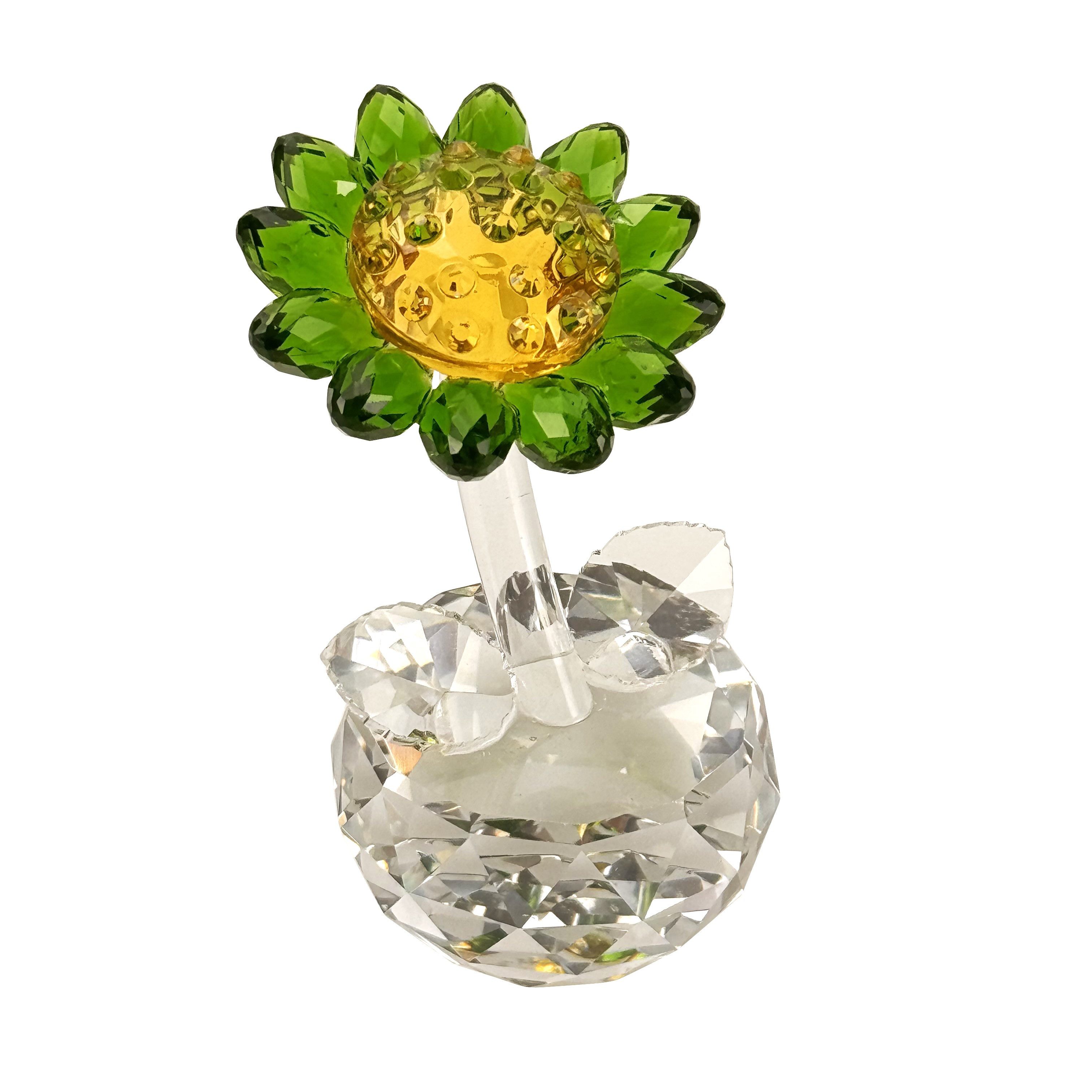 Online-Fuchs Dekofigur Blume aus bunten Glas - Deko für Wohnzimmer (elegantes Design, wunderschöne Lichtreflexe), aus hochwertigem Glas mit funkelnden Facetten