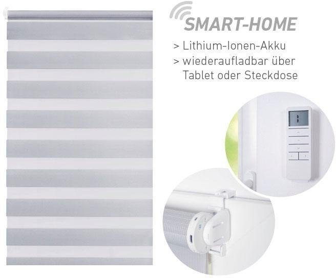 Elektrisches Rollo Aline - SMART HOME, Good Life, Lichtschutz, ohne Bohren, Klemmfix, mit Fernbedienung