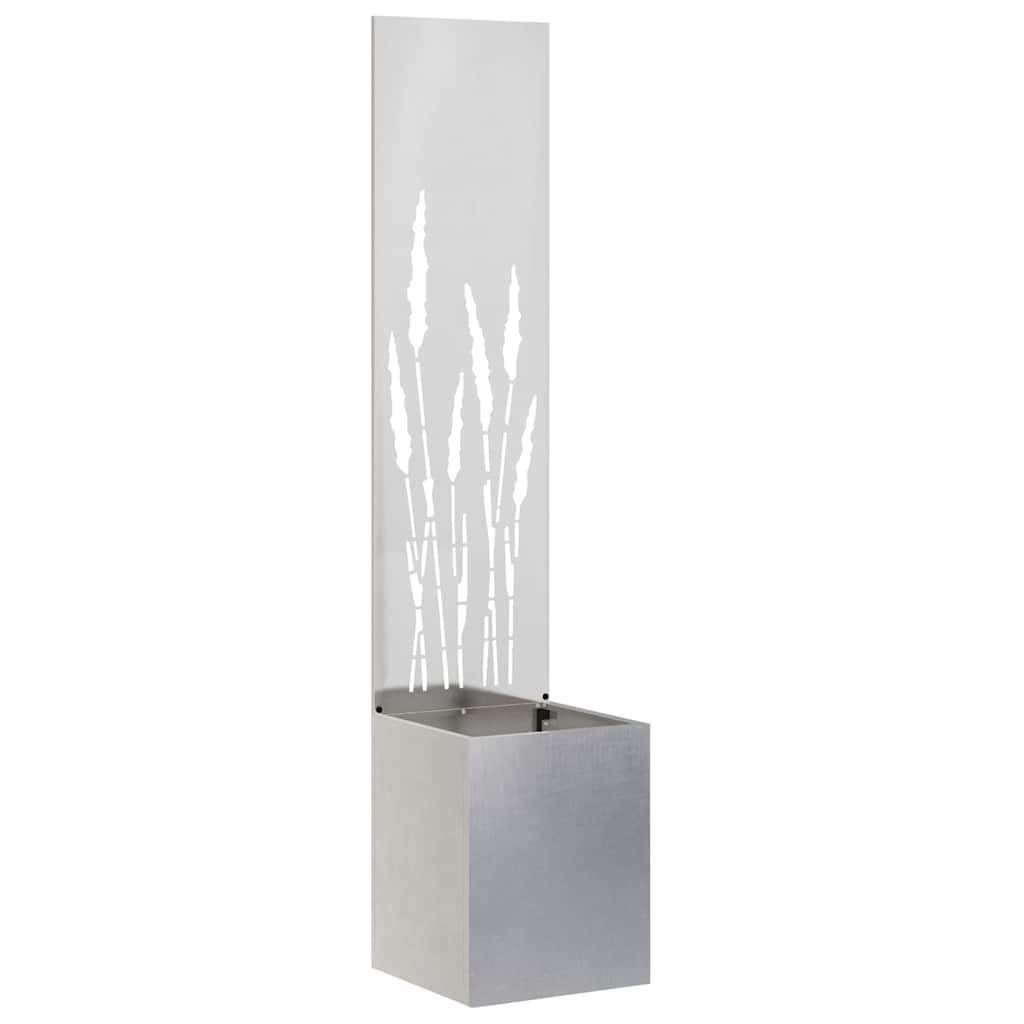 vidaXL Wandbild Blumentopf mit dekorativem Paneel Silber 32 x 140 cm Edelstahl, (1 St)