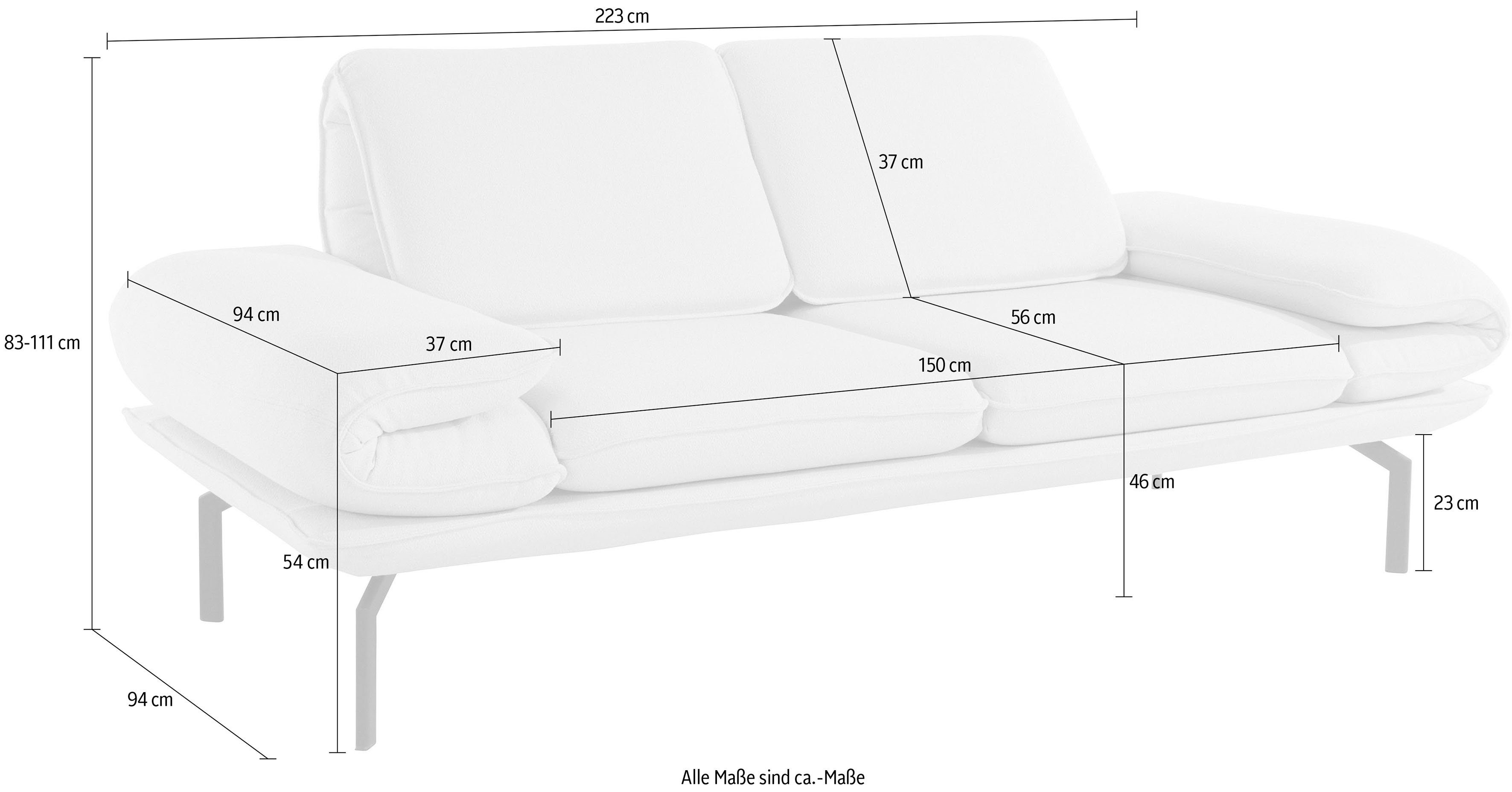 DOMO collection Rückenfunktion, 2-Sitzer mit und Winkelfuß aus Metall mit wahlweise Arm- New York,