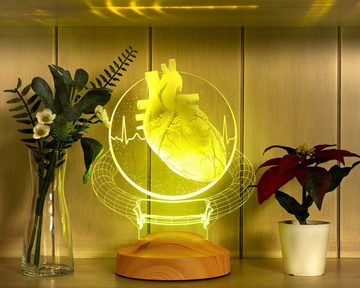 Geschenkelampe LED Nachttischlampe Herzchirurgen Kardiologin 3D Licht Berufsgeschenk, Kardiologengeschenk, Leuchte in 7 Farben, Medizin, Kardiologe Beruf Geschenke