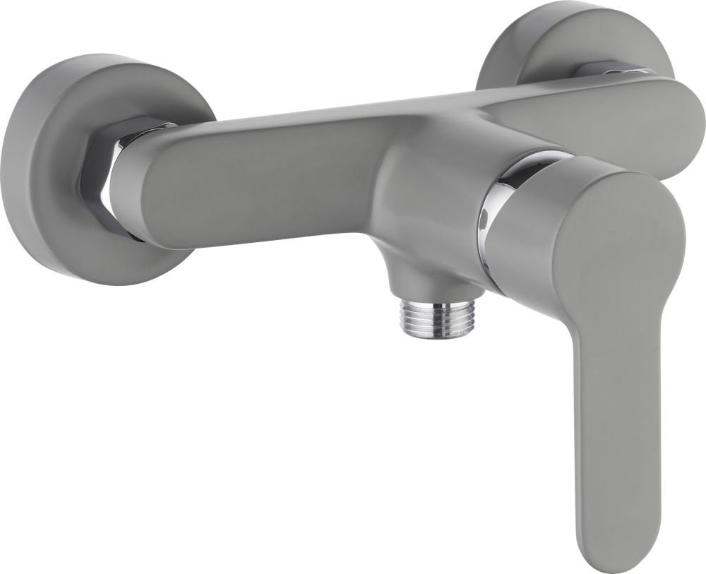 Vereg Duscharmatur Madrid Einhebelmischer Brausearmatur, Hochdruck, Aufputz, matt hellgrau
