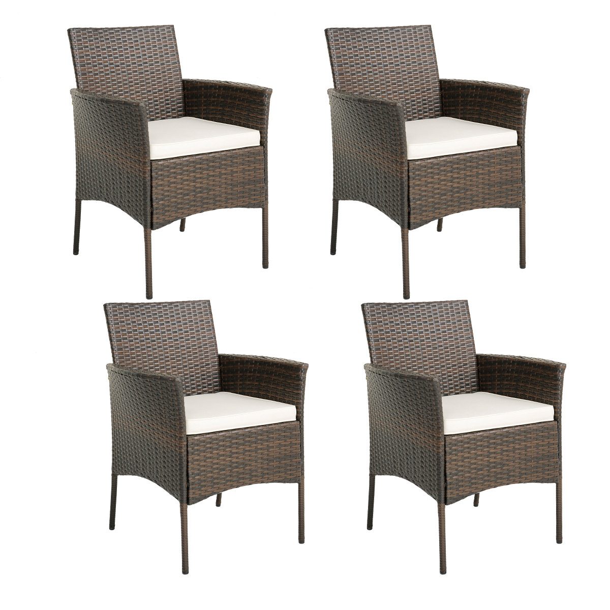 COSTWAY Gartenstuhl, 4er Set, aus Rattan, mit Armlehnen, 180kg günstig online kaufen