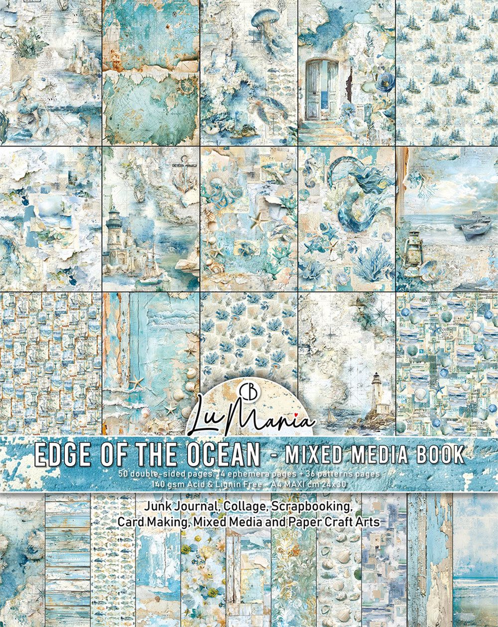 Ciao Bella Motivpapier Mixed Media Book Edge of the Ocean, 50 Blatt