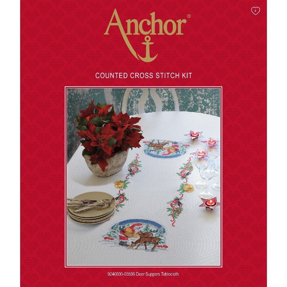Anchor Kreativset Anchor Kreuzstich-Set "Tischdecke Hirsch", Zählmuster, (embroidery kit by Marussia)