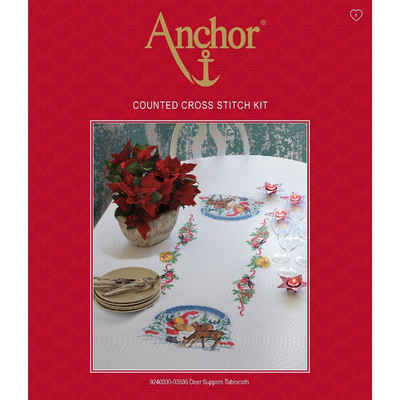 Anchor Kreativset Anchor Kreuzstich-Set "Tischdecke Hirsch", Zählmuster, (embroidery kit)