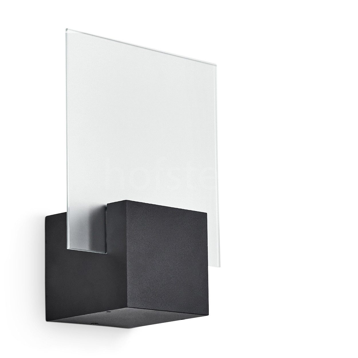 hofstein Außen-Wandleuchte moderne Wandlampe aus Metall/Glas in Schwarz/Milchglas, LED fest integriert, 3000 Kelvin, Wandleuchte mit Up&Down-Effekt, LED 6 Watt, 500 Lumen, IP44