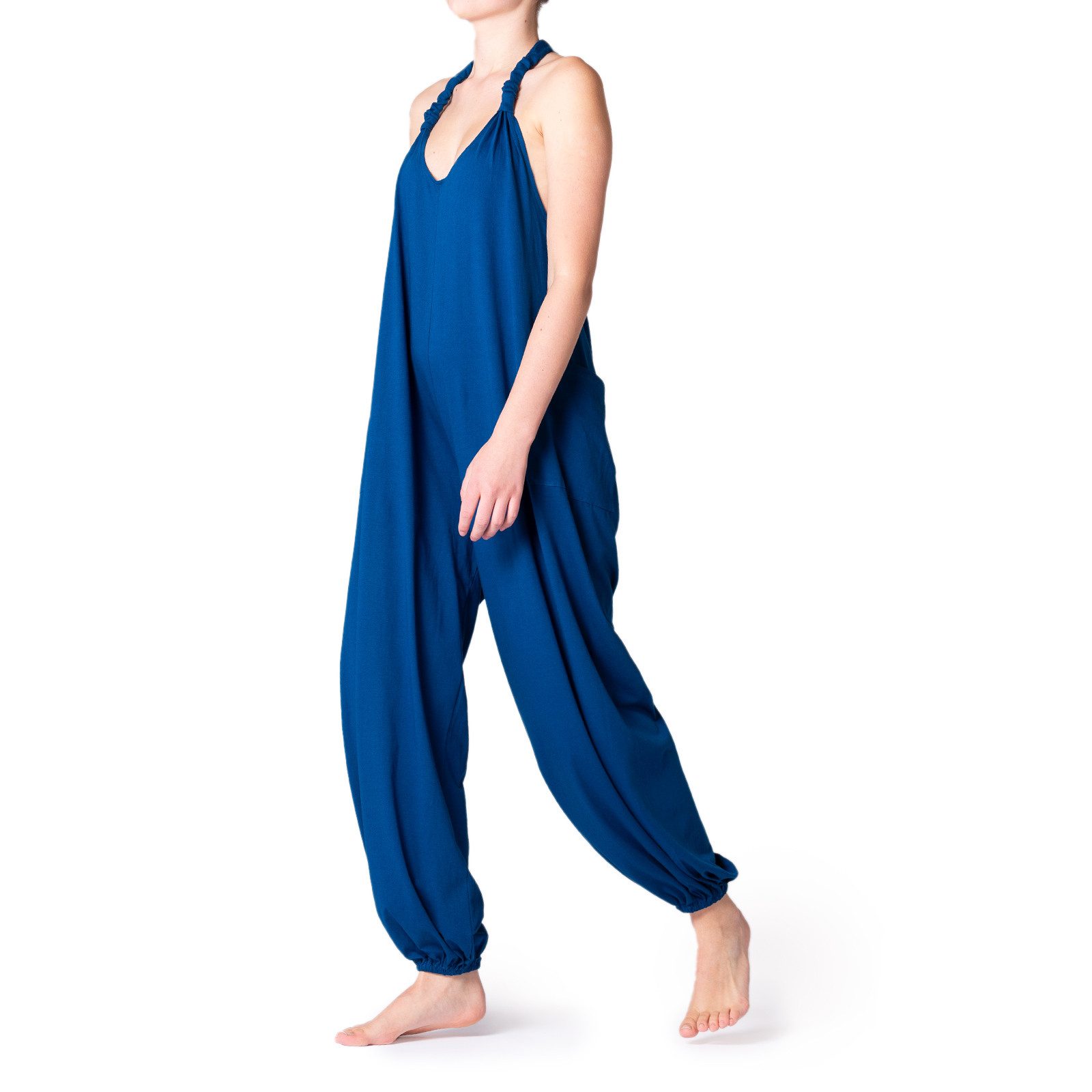 PANASIAM Relaxhose Sommer Overall Urban Jumpsuit aus 100% Baumwolle loose fit Hosenanzug Latzhose Einteiler ärmellose Schlupfhose mit Taschen und weitem Bein