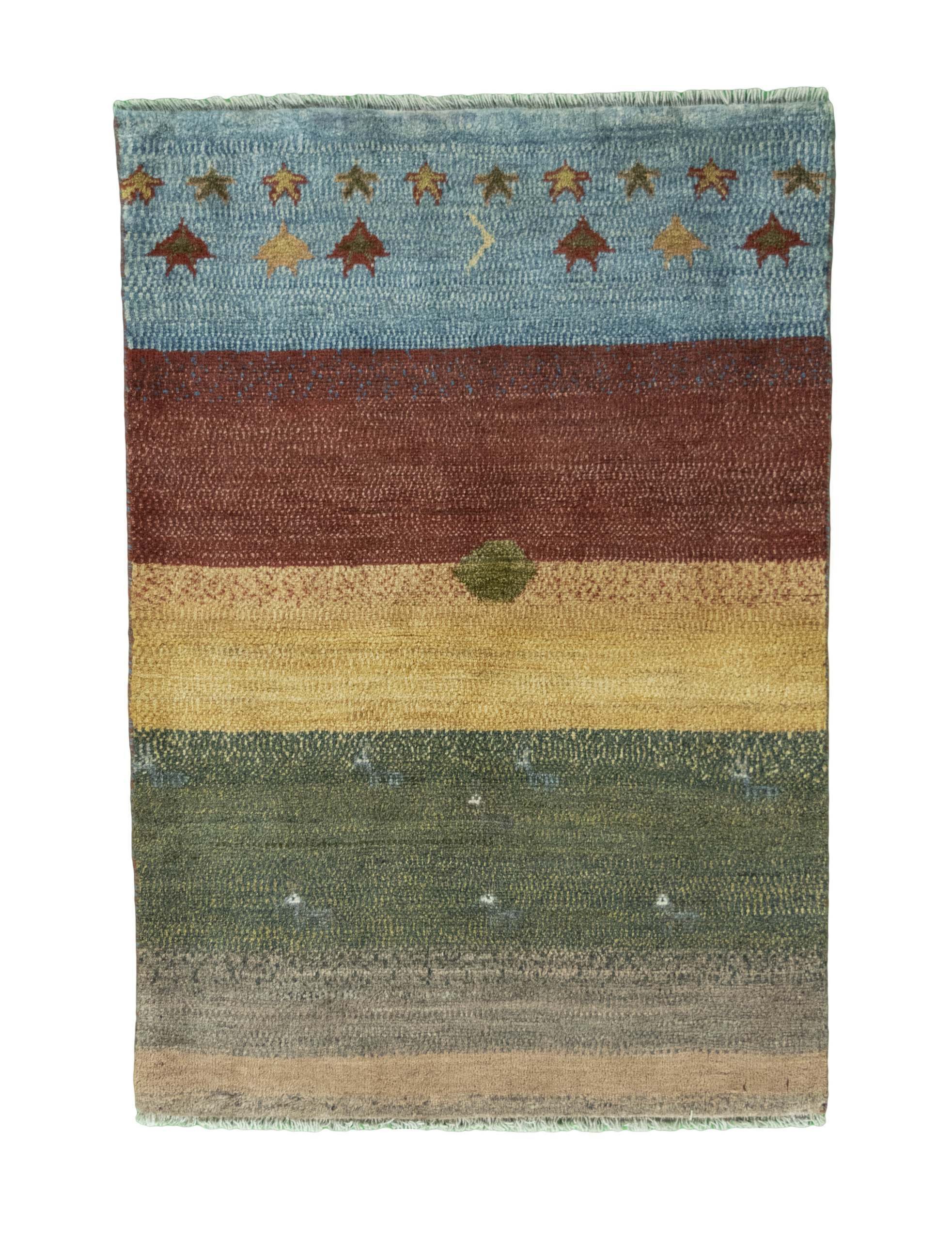 CABBEL Orientteppich 135x94 cm Perser Gabbeh Old Multicolor Schurwolle Handgeknüpft Nomaden, rechteckig, Höhe: 10 mm, 100% Schurwolle – weich, pflegeleicht, traditionelle Knüpfdichte