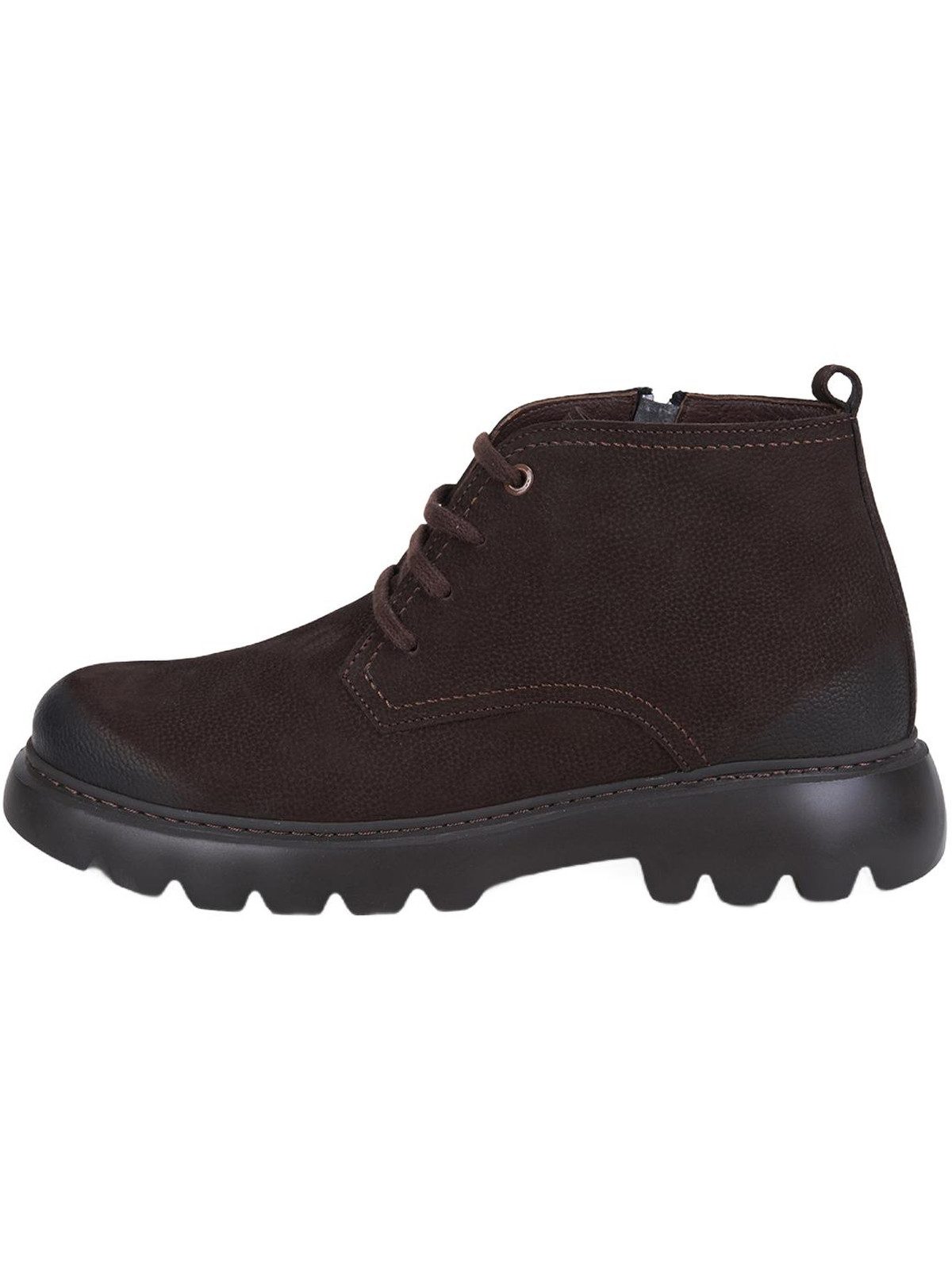 Desa DESA Herren-Ankle-Boots aus braunem Leder mit Reißverschluss und runde Stiefelette