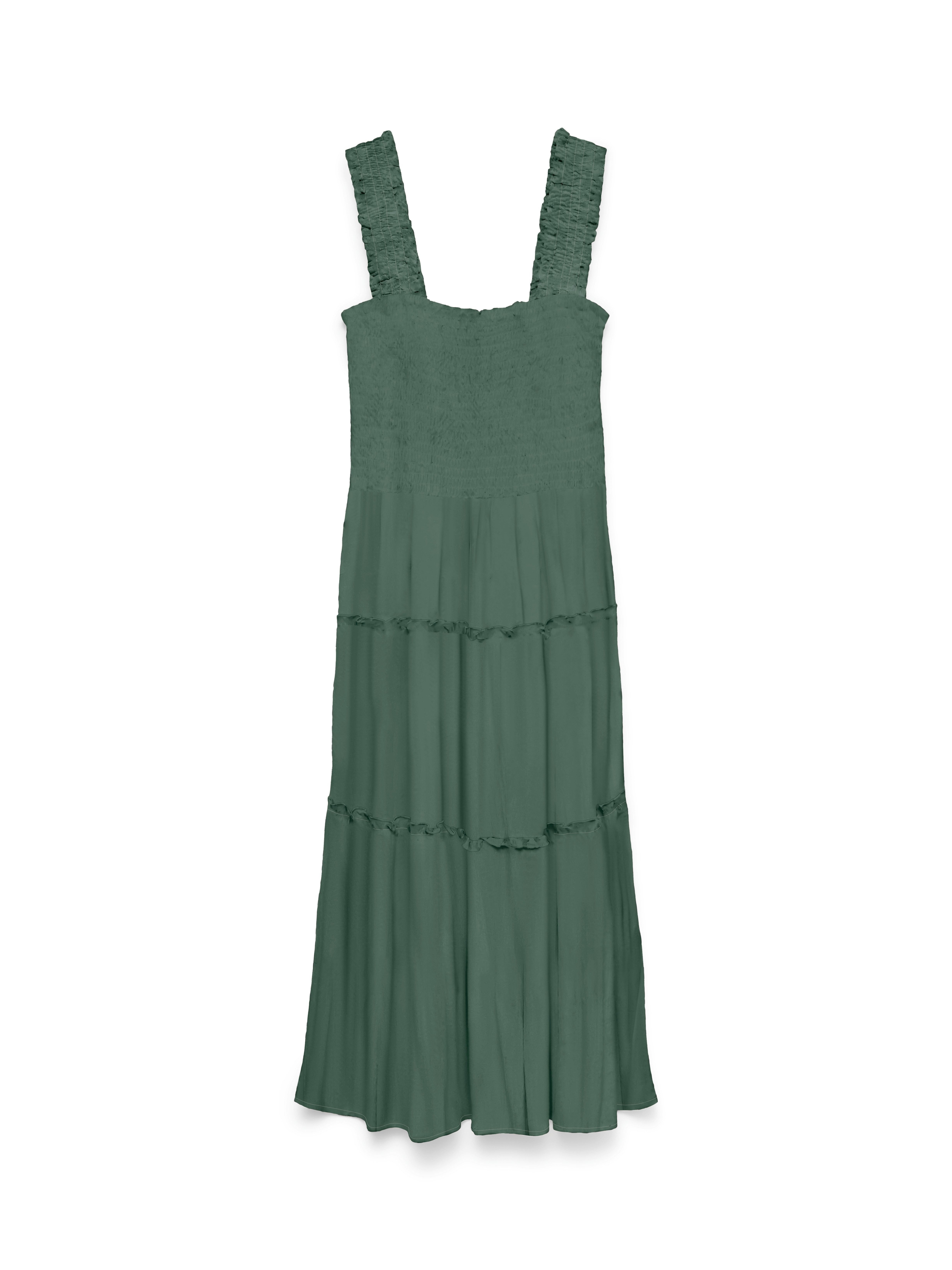 Vero Moda Sommerkleid VMMENNY SL SMOCK CALF DRESS WVN GA Viskose, regular fit, Oberteil gesmokt
