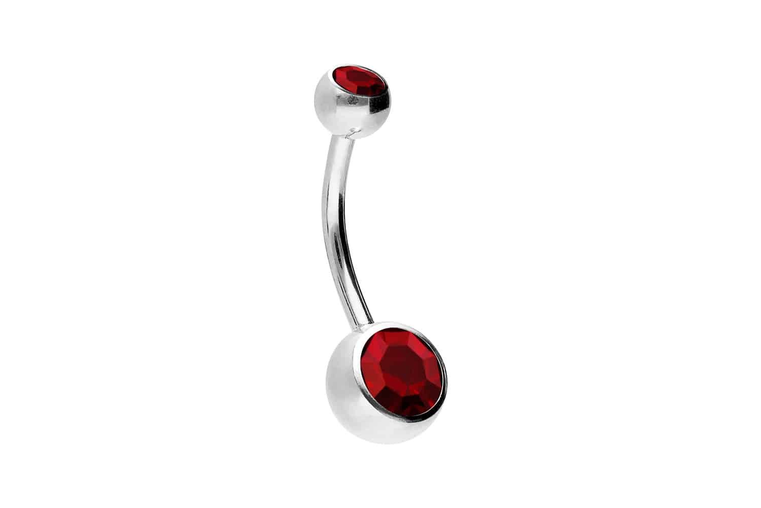 PIERCINGLINE Bauchnabelpiercing Titan Bananabell ZWEI KRISTALLE (Bananabells, 1-tlg)