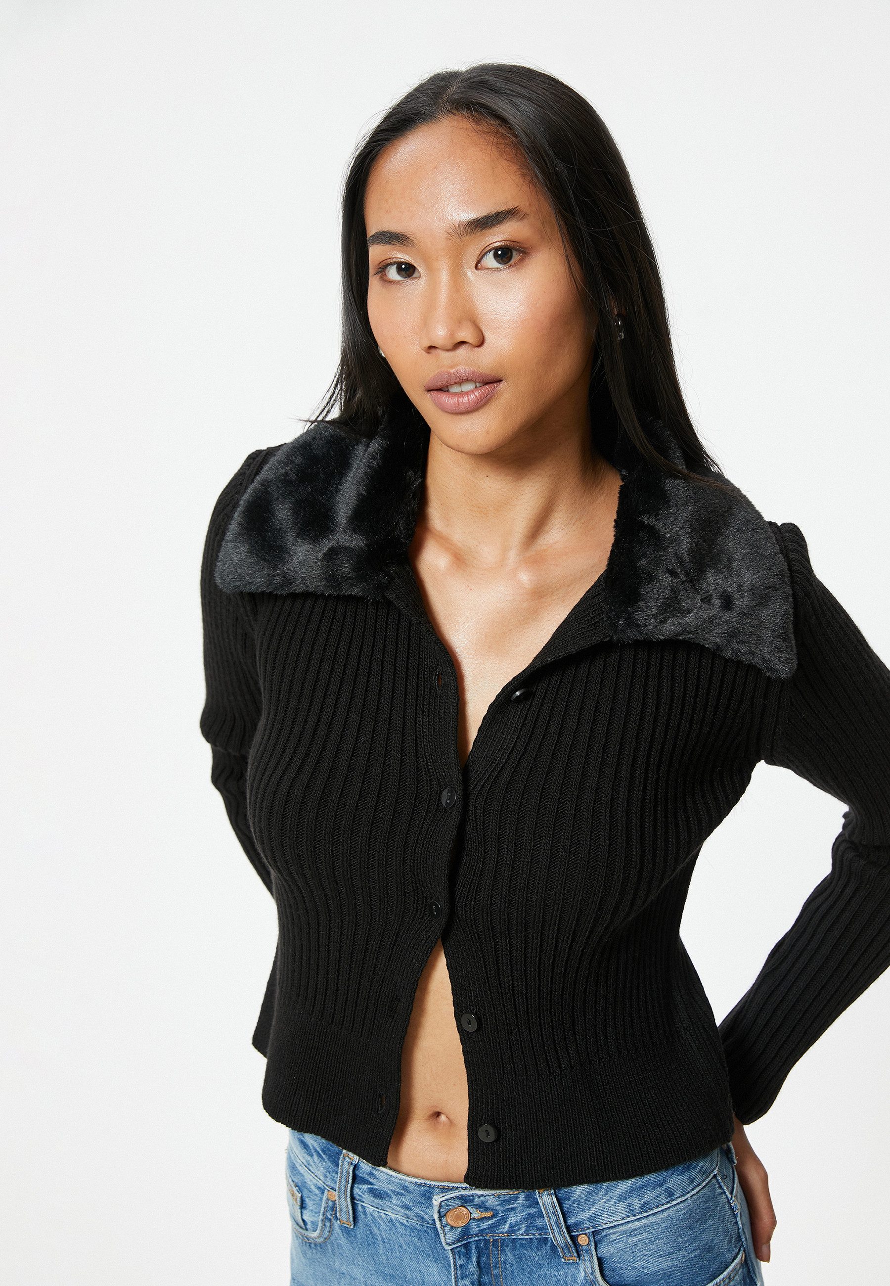 Koton Cardigan Mit Pelz Mit Knöpfen günstig online kaufen