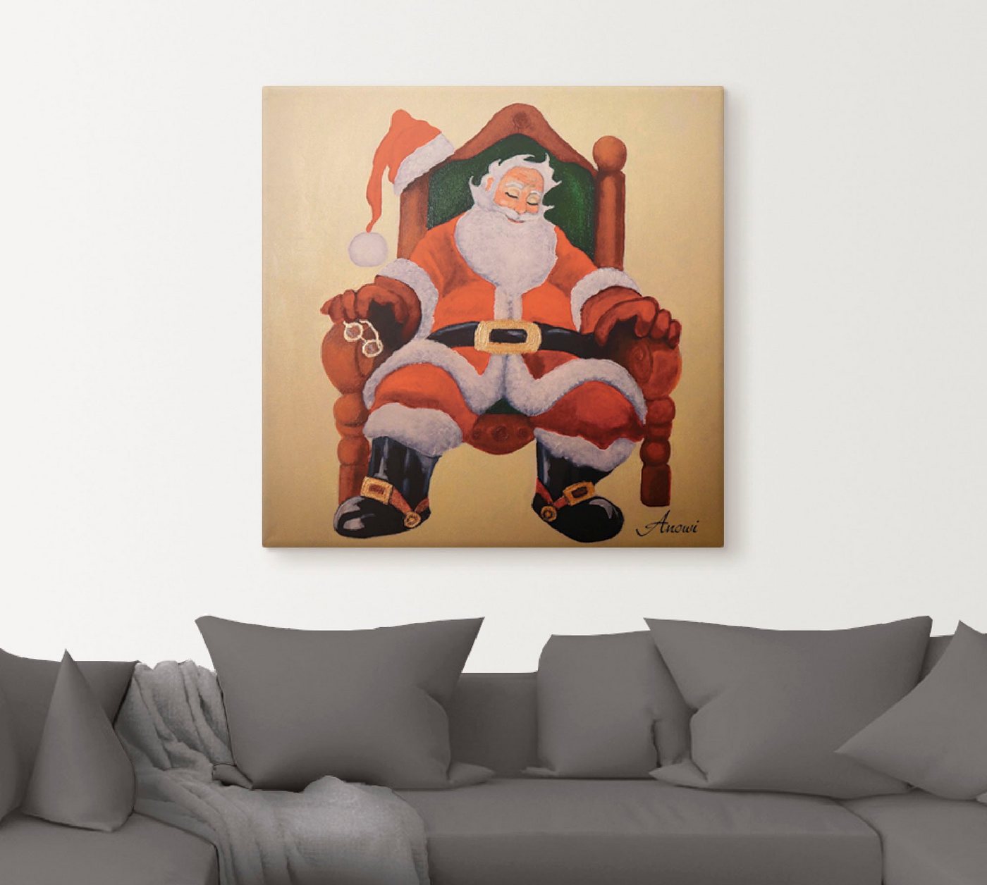 Artland Wandbild »Schlafender Weihnachtsmann«, Weihnachten (1 Stück), in vielen Größen & Produktarten -Leinwandbild, Poster, Wandaufkleber / Wandtattoo auch für Badezimmer geeignet-HomeTrends