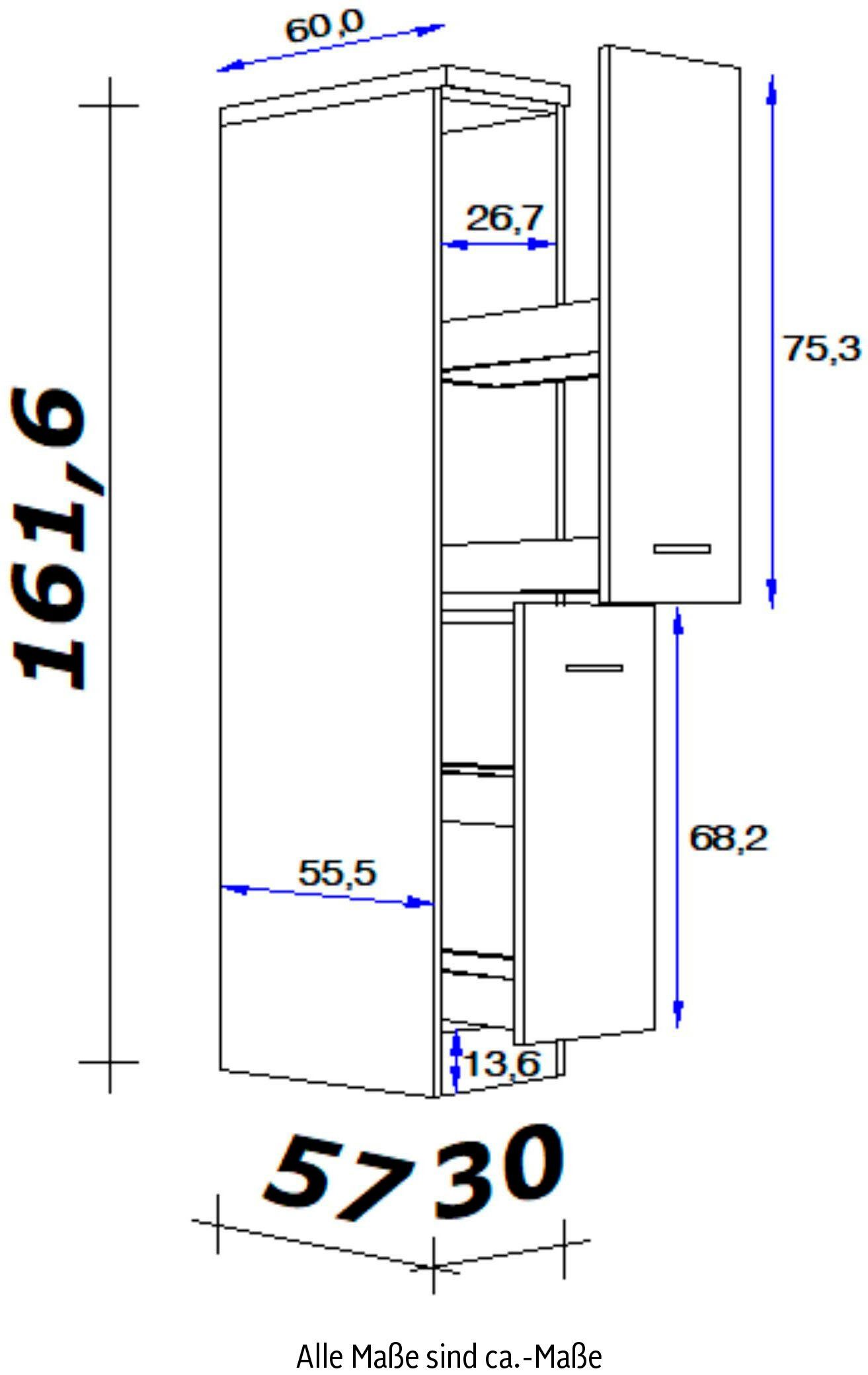 x 4 cm, T) Flex-Well x (B H Ablagen Florenz x 30 mit 162 Apothekerschrank x 60