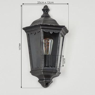 hofstein Außen-Wandleuchte »Viano« Wandlampe aus Metall/Glas in Schwarz-Silber/Klar, ohne Leuchtmittel, Wandleuchte m. E27, Außenleuchte