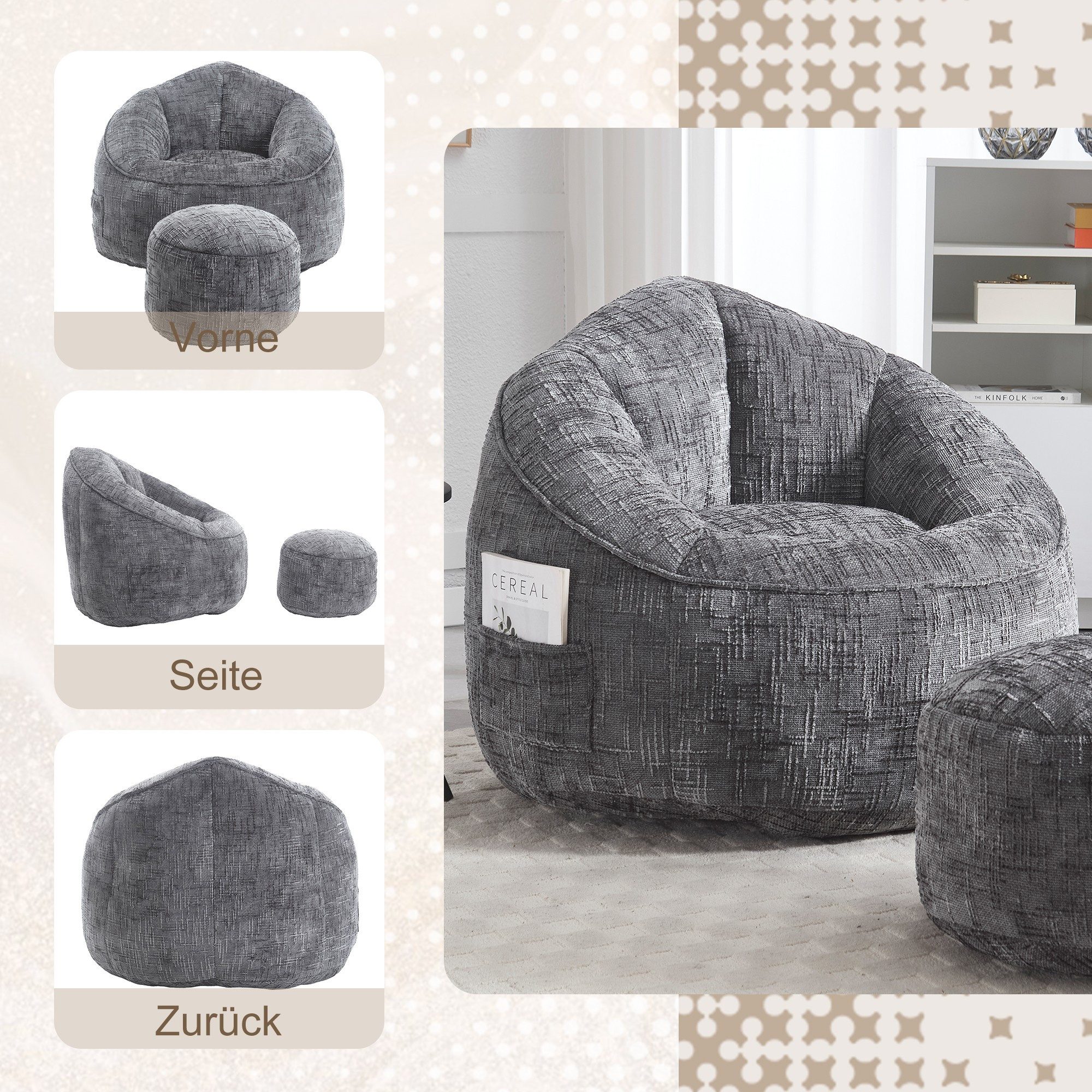 BlingBin Sitzsack Memory Schaumstoff-Sitzsack Sessel Beanbag günstig online kaufen