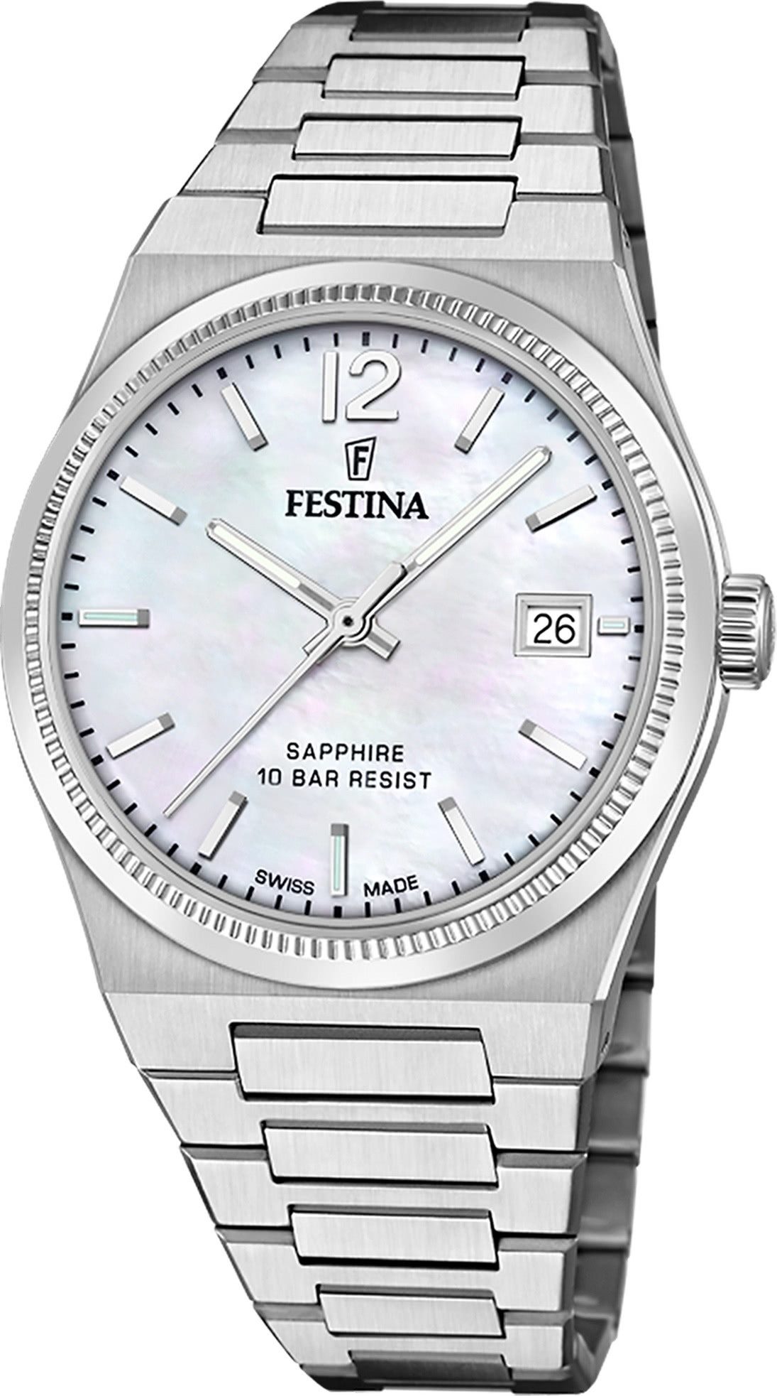 Festina Quarzuhr Festina Damenuhr Edelstahl silber, (Analoguhr), Damen Armbanduhr rund, Edelstahlarmband silber, Elegant