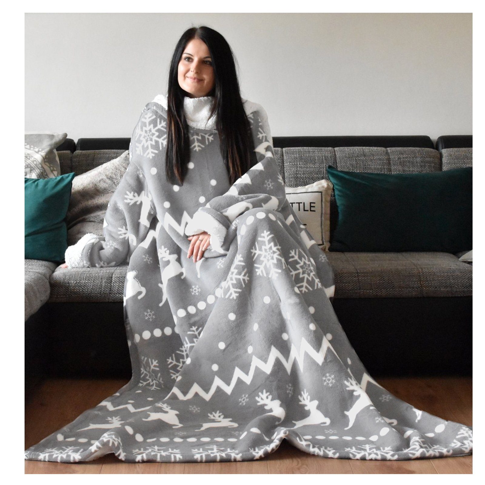 Wohndecke Kuscheldecke mit Ärmeln - Microfaser - TV-Decke - 200x150cm, HOME günstig online kaufen