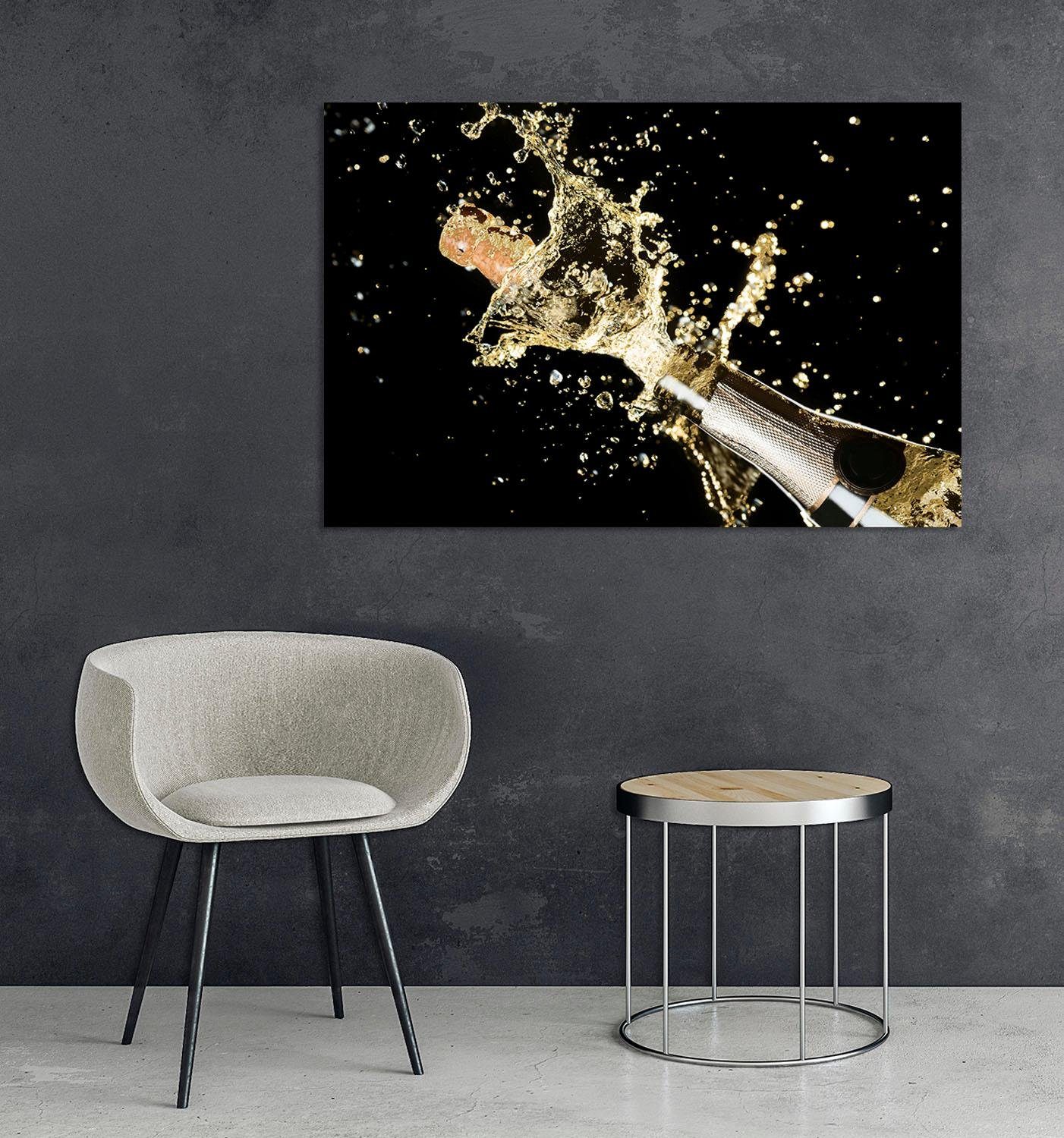 OTTO home Acrylglasbild Sektkorken, Bar & Lounges, Cocktail, Gemälde, Kunst, Wein, Wein Bilder, von Hand eingearbeitete Blattgold Applikationen