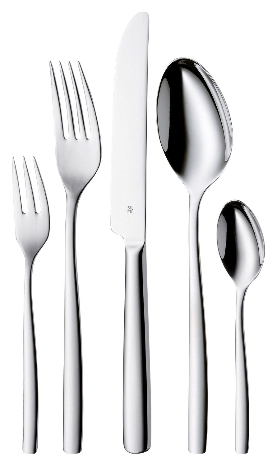 WMF Besteck-Set PALMA, 60-teilig, für 12 Personen, Poliert, (60-tlg), 12 Personen, Cromargan® Edelstahl Rostfrei 18/10, Cromargan Edelstahl 18/10, Messer aus Klingenstahl
