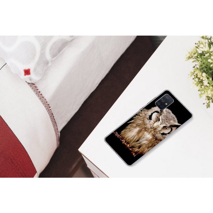 MuchoWow Handyhülle Eule - Vogel - Schwarz Phone Case Handyhülle Samsung Galaxy A71 Silikon Schutzhülle
