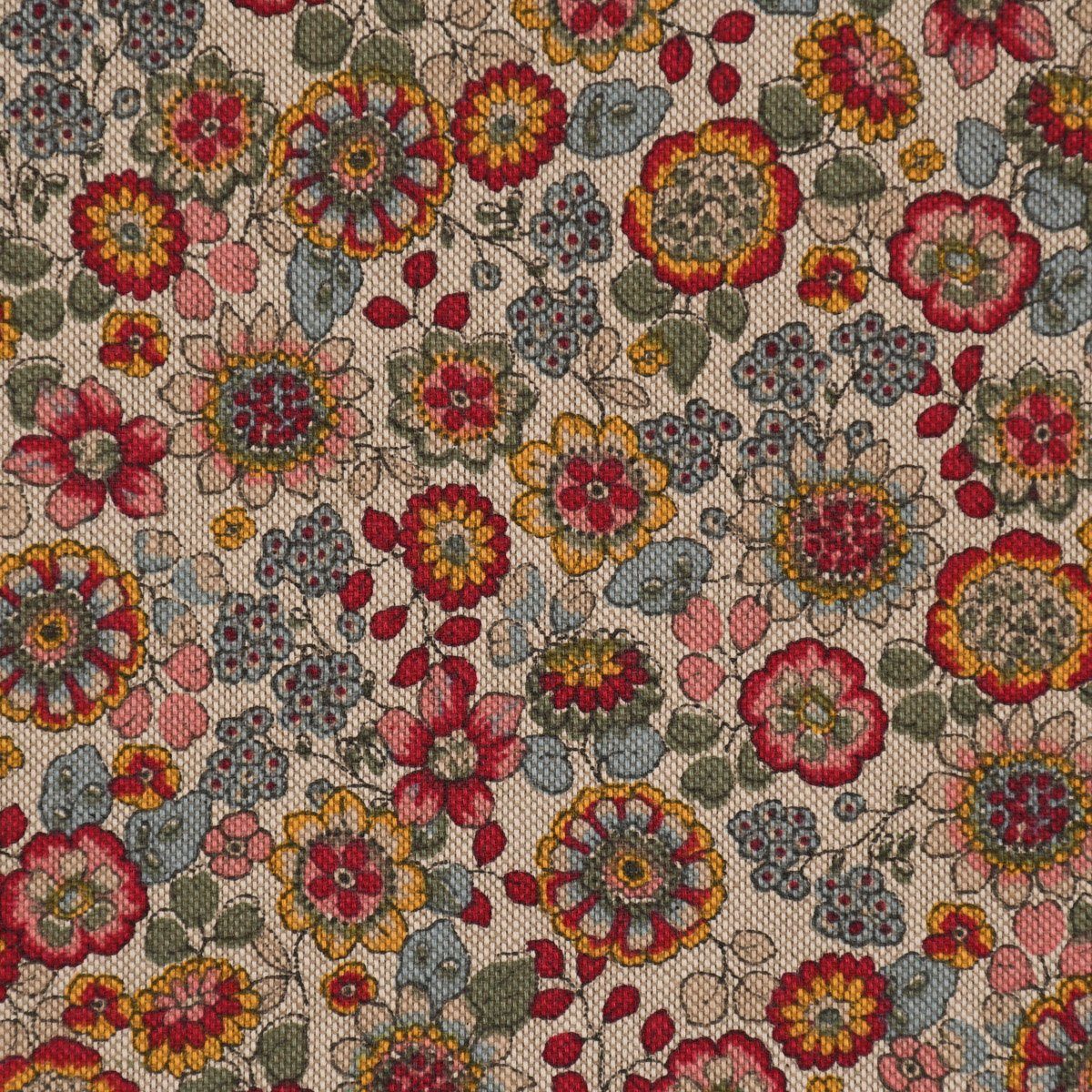 Stoff Dekostoff Leinenlook Magic Wildflower Retro Blumen natur bunt 1,40m