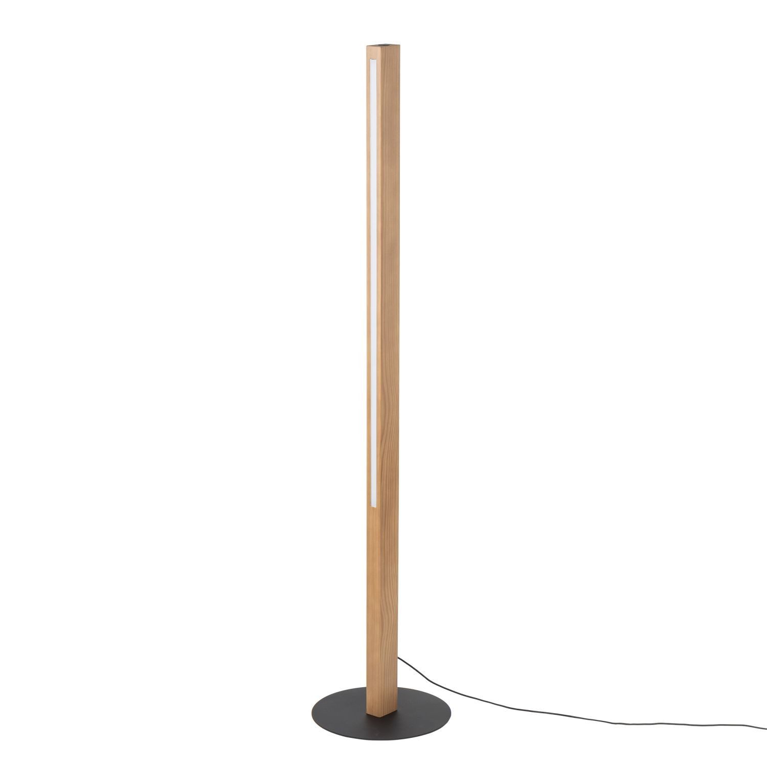 Licht-Erlebnisse Stehlampe THEO, LED fest integriert, Warmweiß, Metall Holz LED dimmbar 120 cm Schwarz Kiefer 3000 K warmweiß 2147 lm