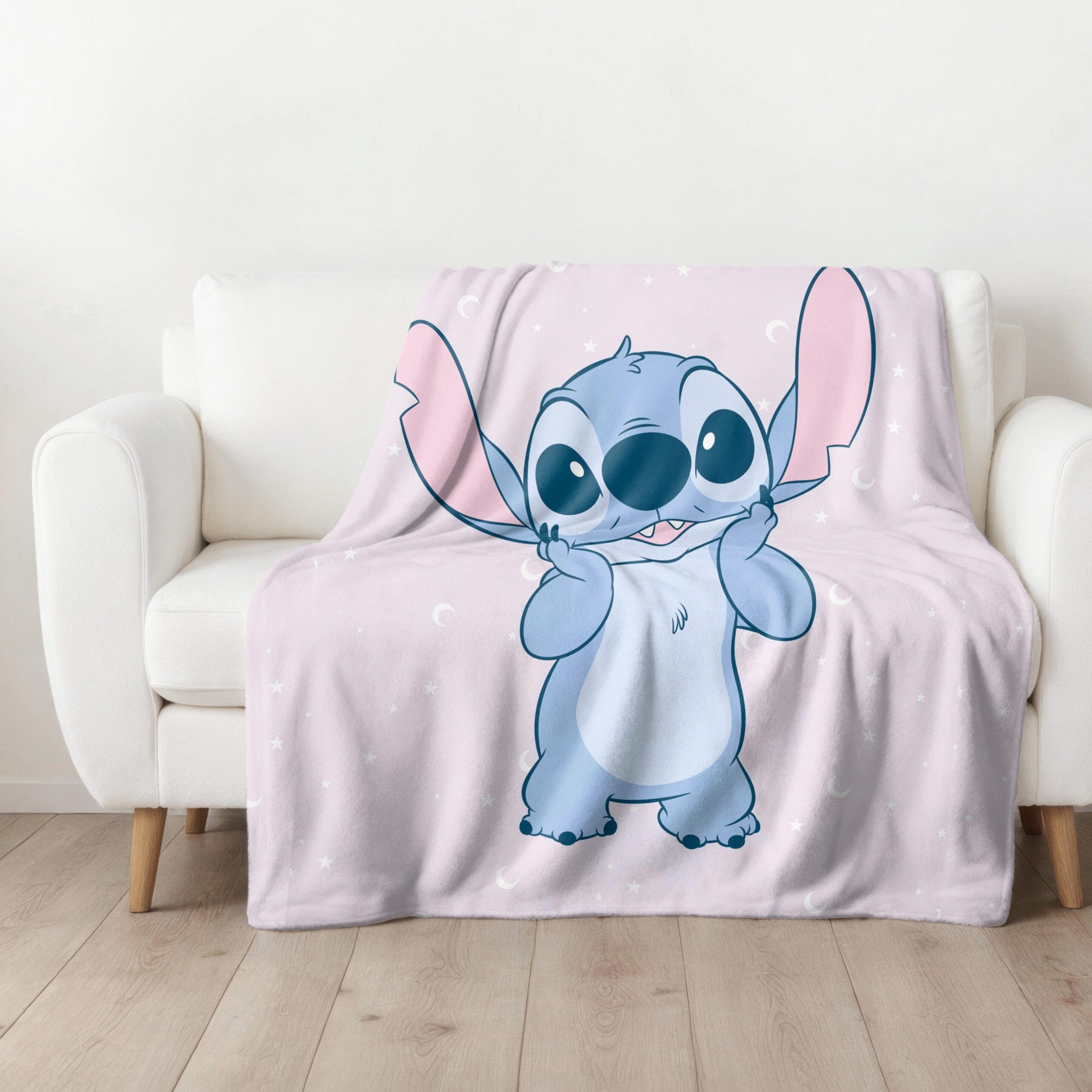 Kinderdecke Disney Stitch, flauschige Kuscheldecke mit Stitch Motiv, 125 × 150 cm, MTOnlinehandel, weiche flauschige Decke für gemütliche Kuschelstunden