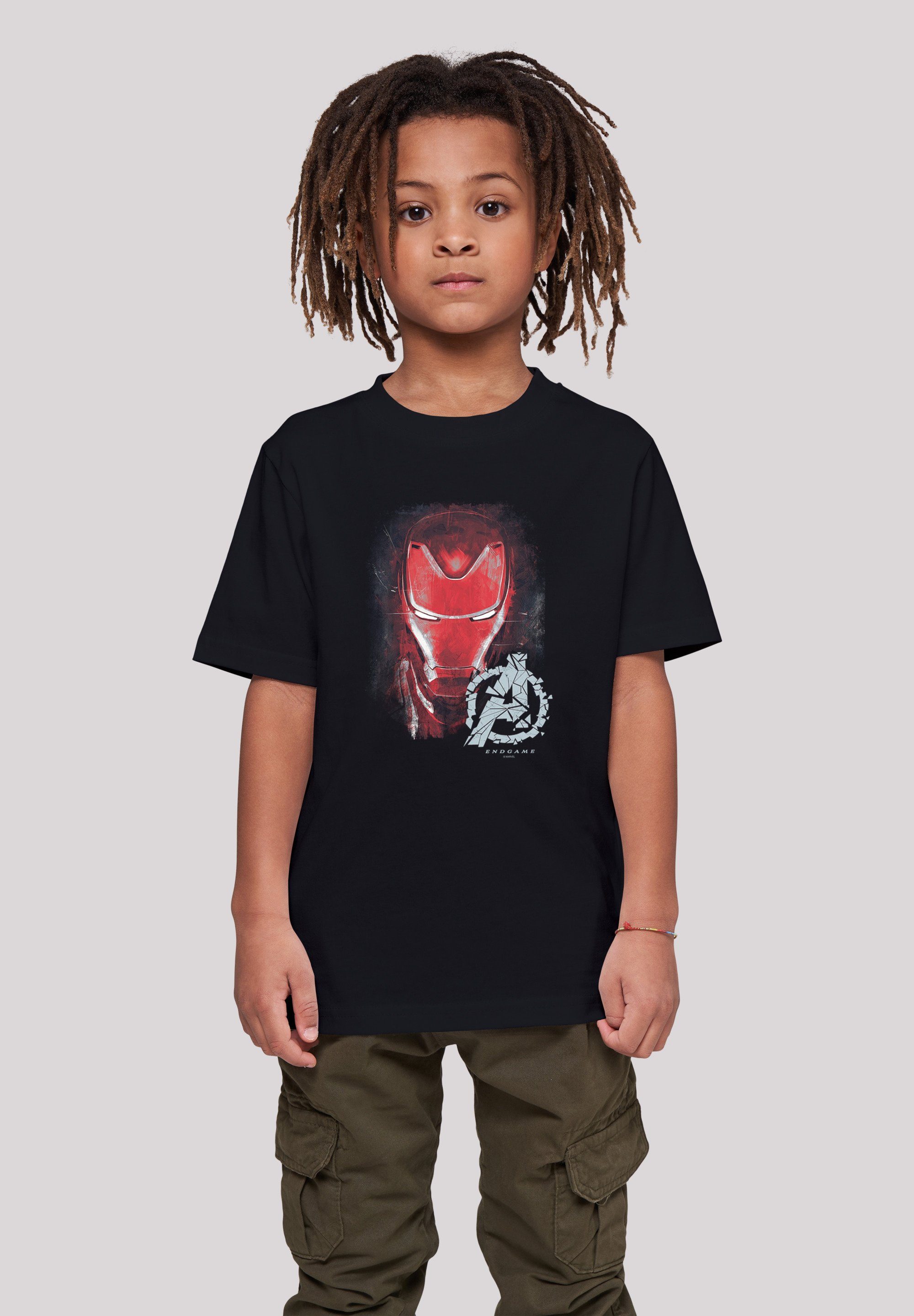 Marvel Kinder,Premium Merch,Jungen,Mädchen,Logo Endgame Unisex Iron Avengers Brushed F4NT4STIC T-Shirt Man Print schwarz