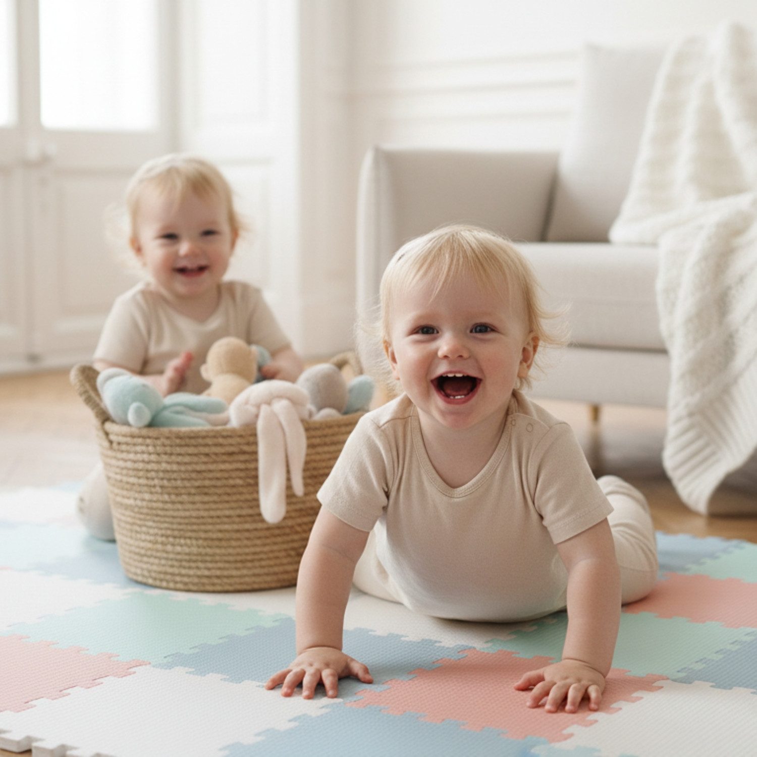 LittleTom Puzzlematte ab dem 1. Tag - 36 Teile Baby Spielmatte - 30 x 30 Kinder Krabbelmatte, (36-tlg), Spielunterlage für Babys und Kleinkinder - Kinderzimmer Puzzleteppich