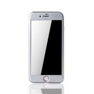 König Design Handyhülle Apple iPhone 8 Plus, Apple iPhone 8 Plus Handyhülle 360 Grad Schutz Full Cover Silber