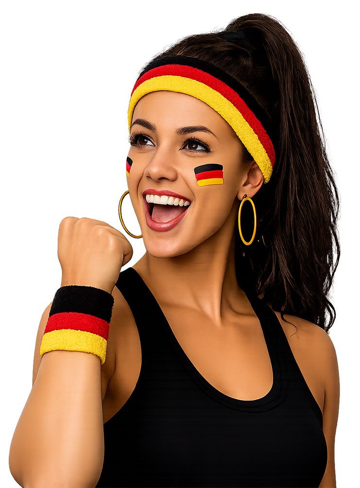 Karneval-Klamotten Kostüm Fußball Weltmeisterschaft Schweißbänder Set 2026, Fan Artikel WM Deutschland Public Viewing Party Supporter Mannschaft