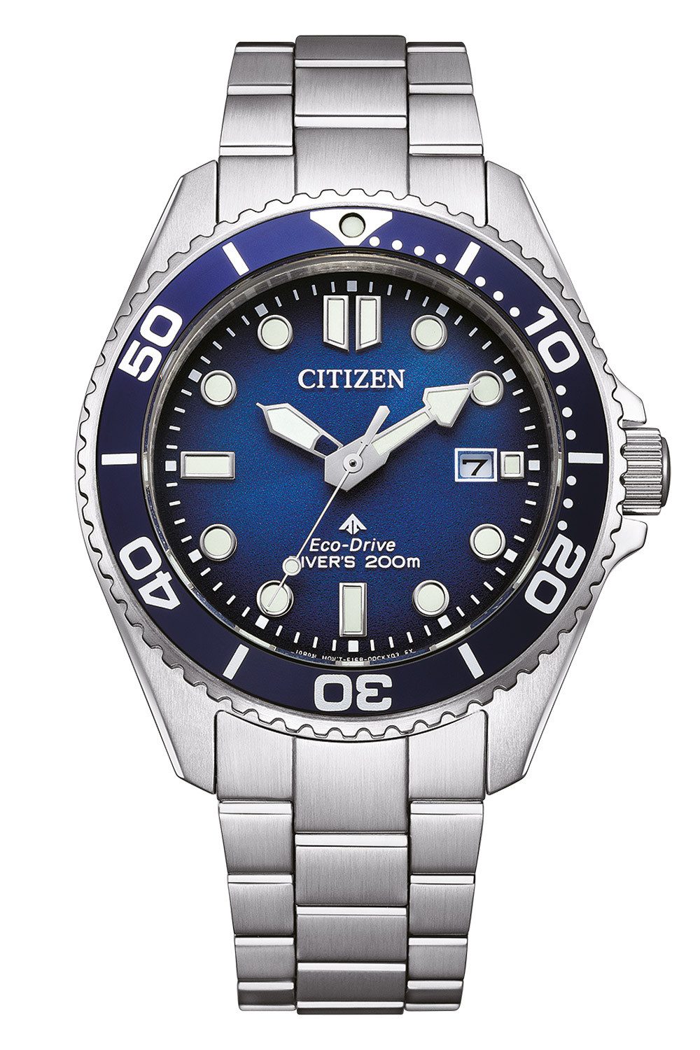 Citizen Solaruhr Promaster Eco-Drive Taucheruhr 20 bar Stahl/Blau