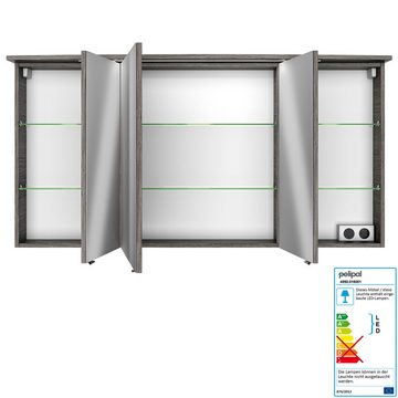 Lomadox Spiegelschrank FES-4010-66 Badezimmer im Dekor Graphit Struktur quer Nb. inkl. LED - 142/72/27cm