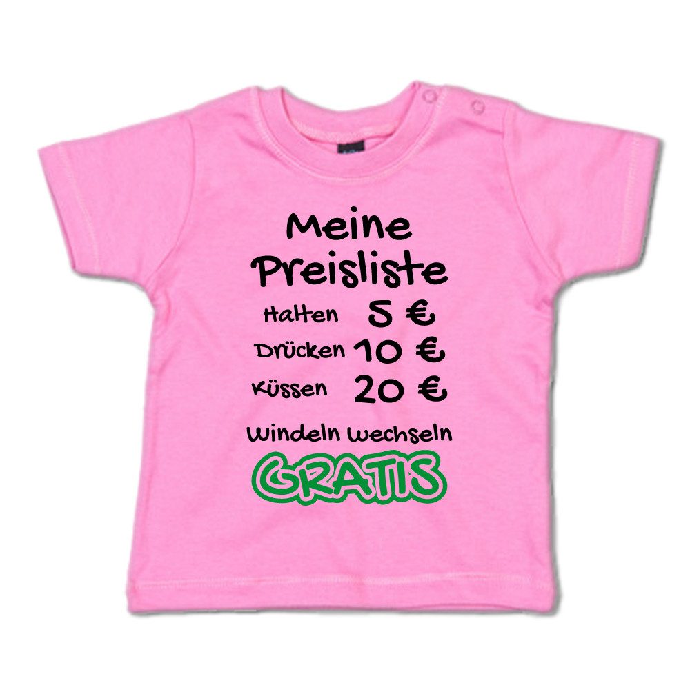 G-graphics T-Shirt Meine Preisliste – Halten, Drücken, Küssen, Windeln wechseln Baby T-Shirt mit Spruch als Geschenk zur Geburt / Babyparty