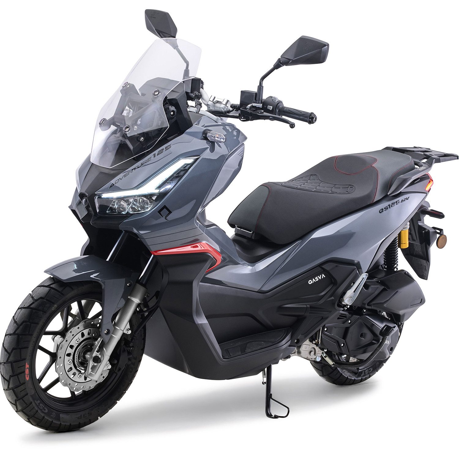 Burnout Motorroller QS125 ADV Grau, 125 ccm, 90 km/h, Euro 5+, TFT Display, LED, Keyless Go