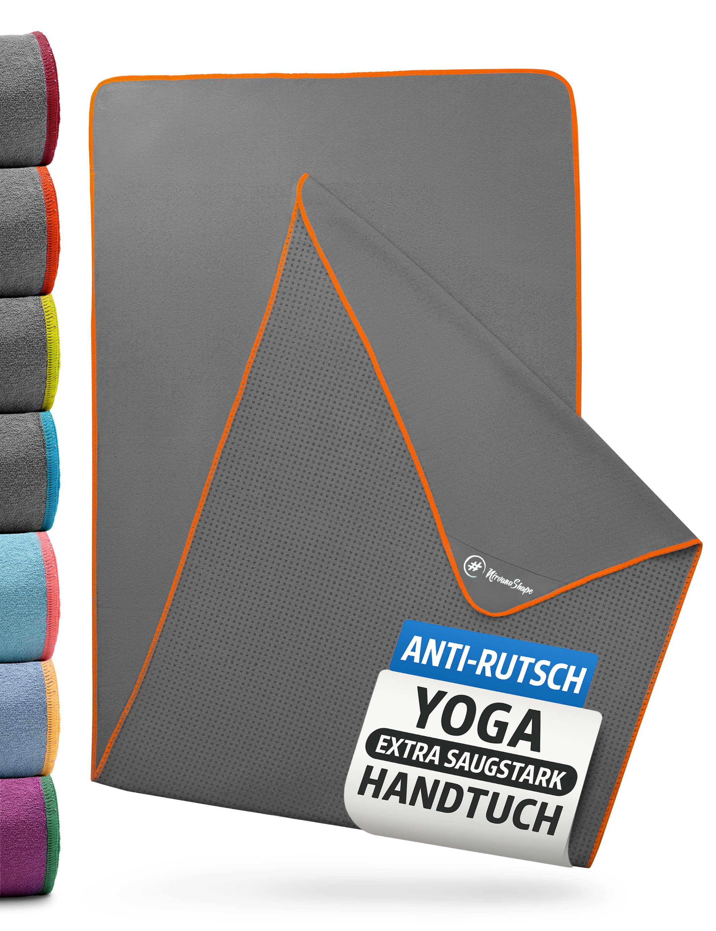 NirvanaShape Sporthandtuch Yoga Handtuch mit Antirutsch-Noppen, Yogatuch-Auflage für Yogamatte, Microfaser, +Yoga Einführungs eBook, Yogatuch-Auflage Saugstark, Hygienisch