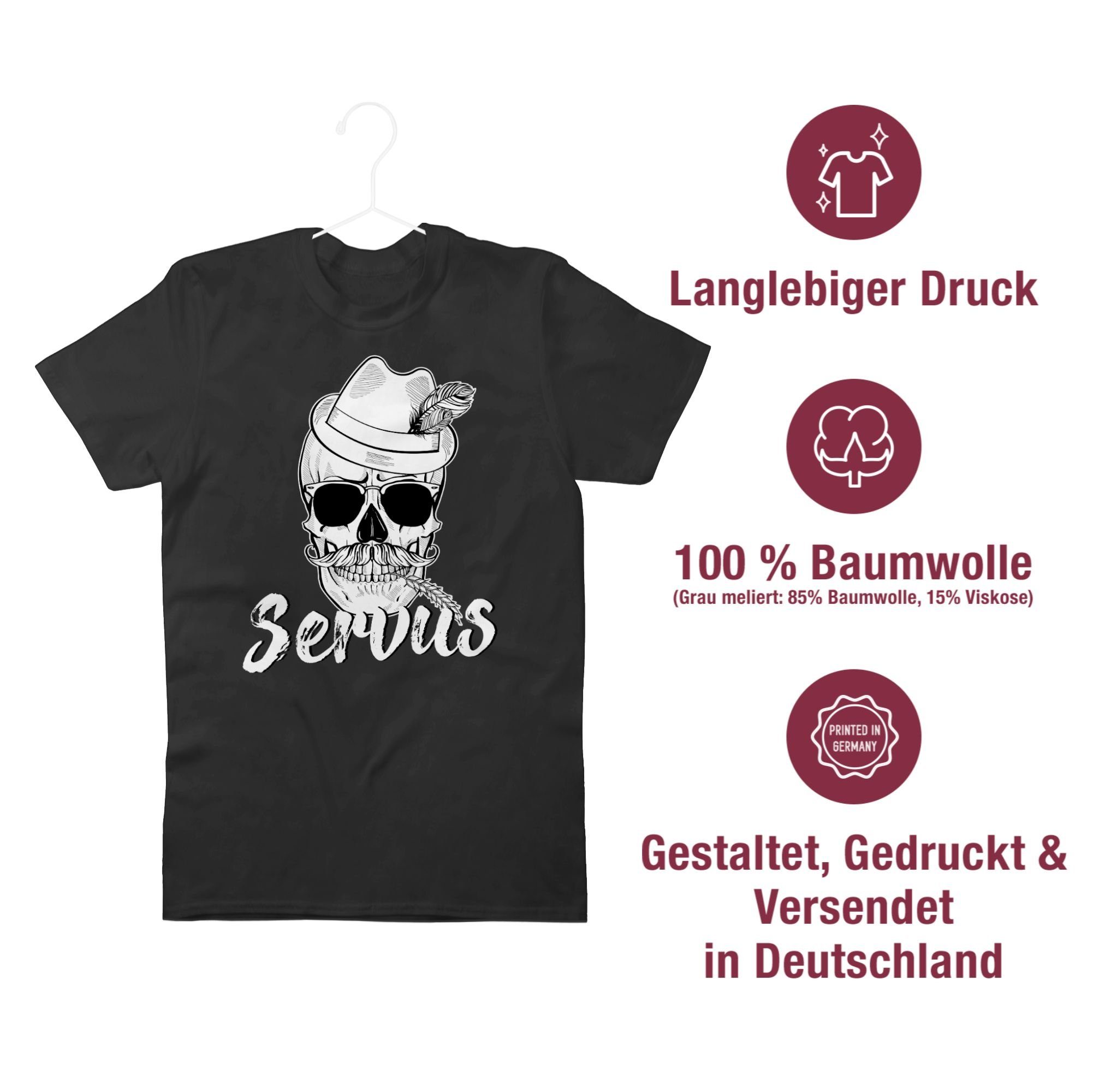 Shirtracer T-Shirt Bayern 01 Herren Servus Mode Oktoberfest Totenkopf für Schwarz