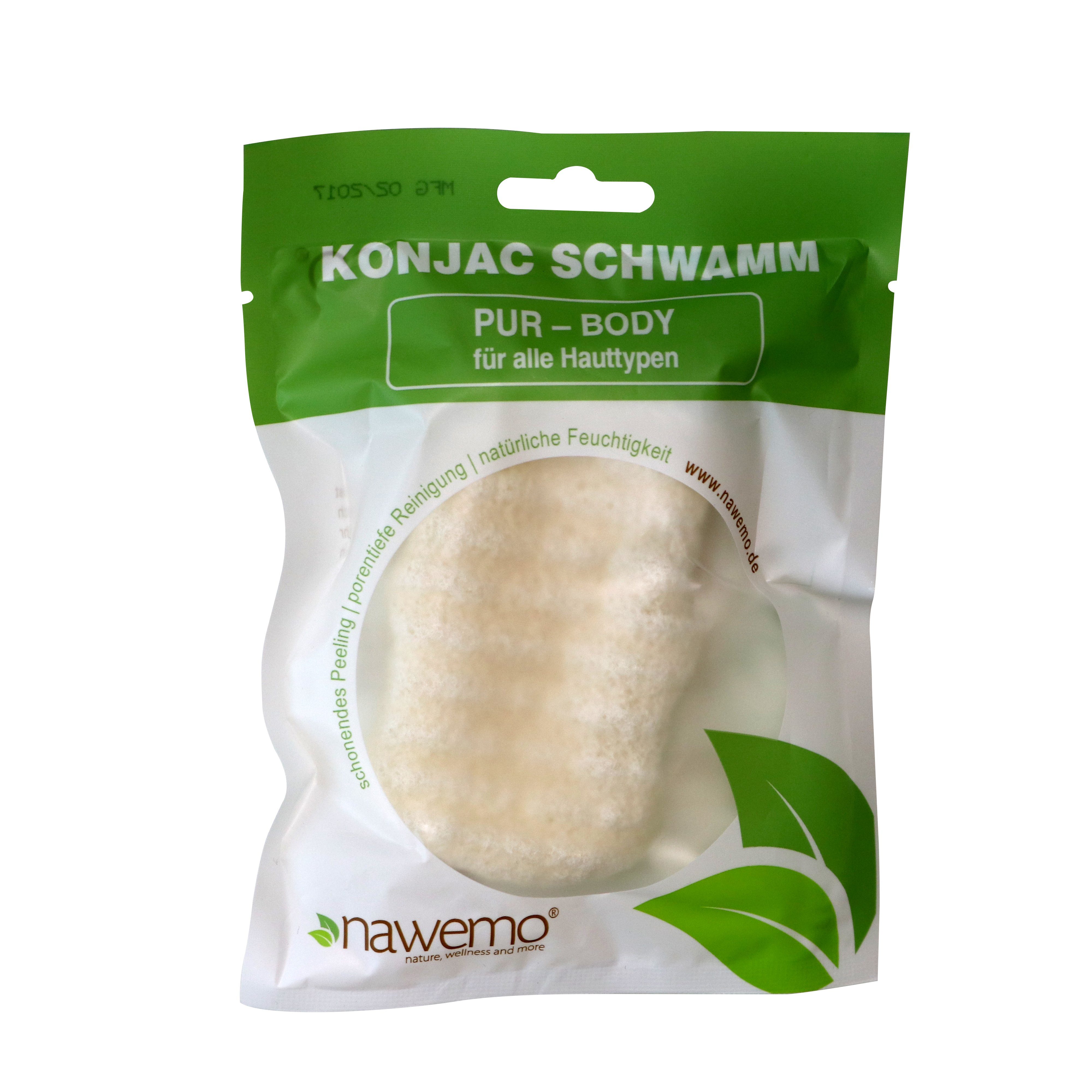 Nawemo Körperpeeling Nawemo Konjac Schwamm BODY Pur, für alle Hauttypen, 1-tlg.